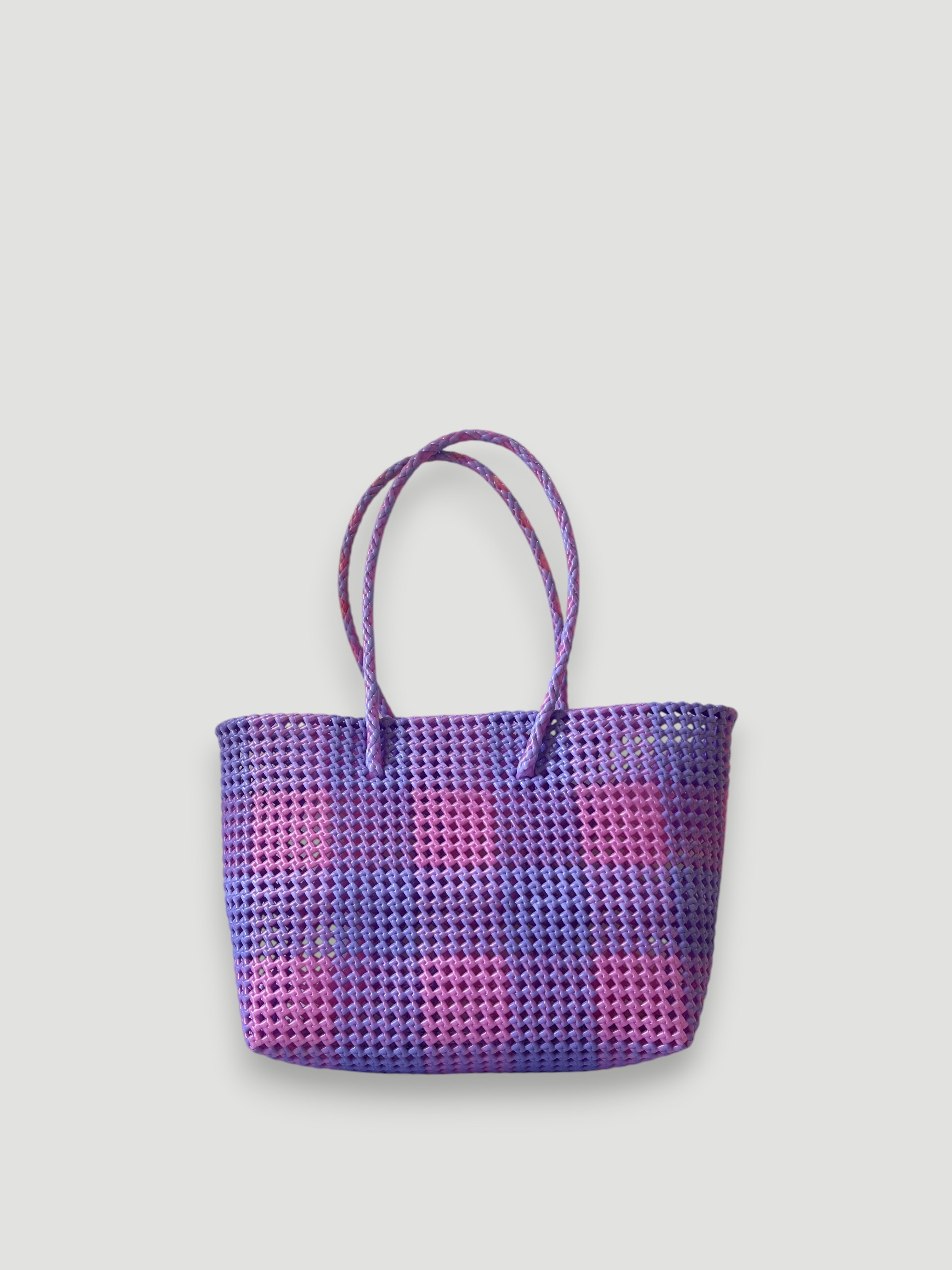 No. 520L - HANDWOVEN BASKET BAG - LARGE - lavender & metallic rose