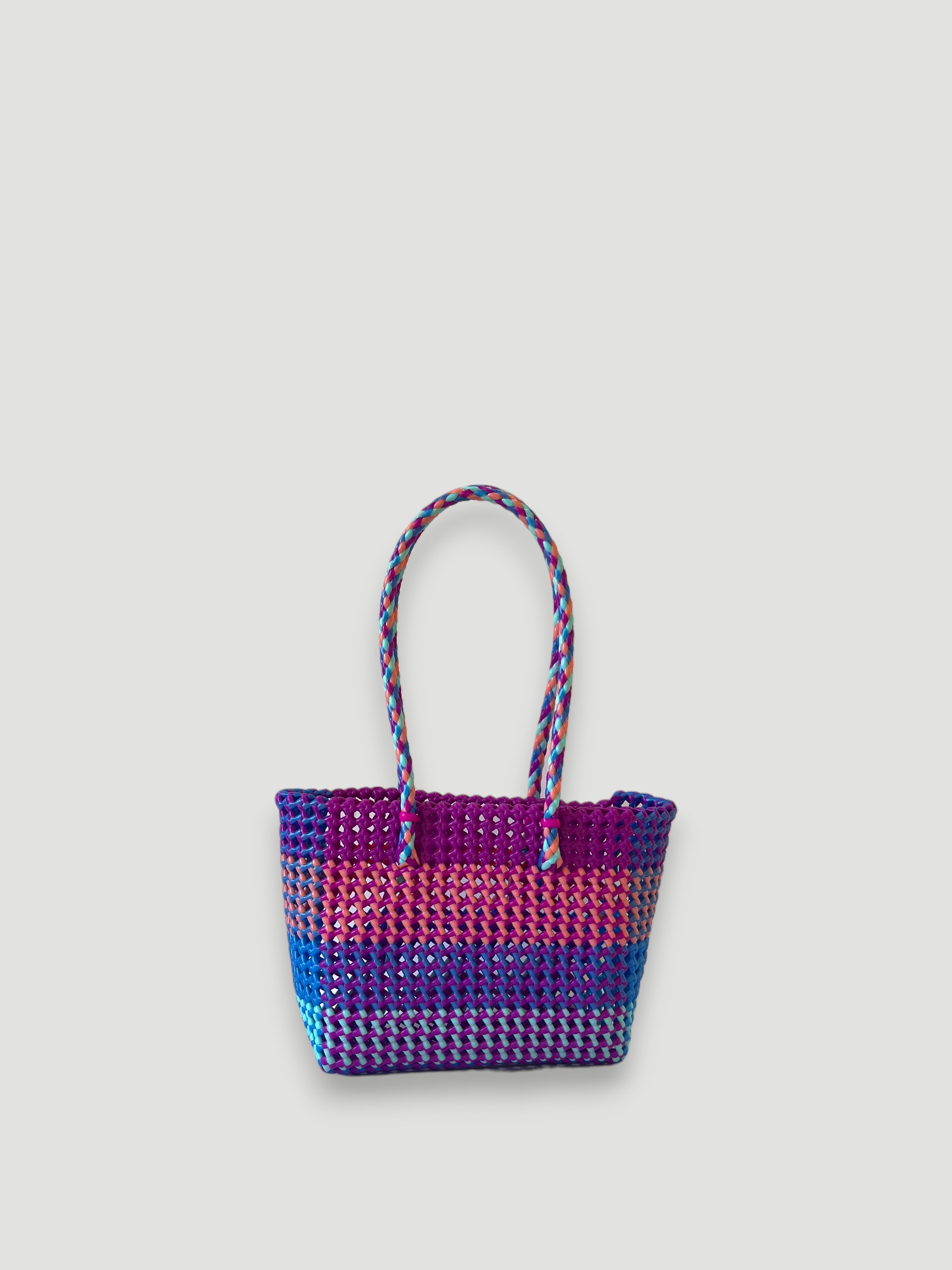 No. 523S - HAND-WOVEN BASKET BAG - SMALL - multicolored