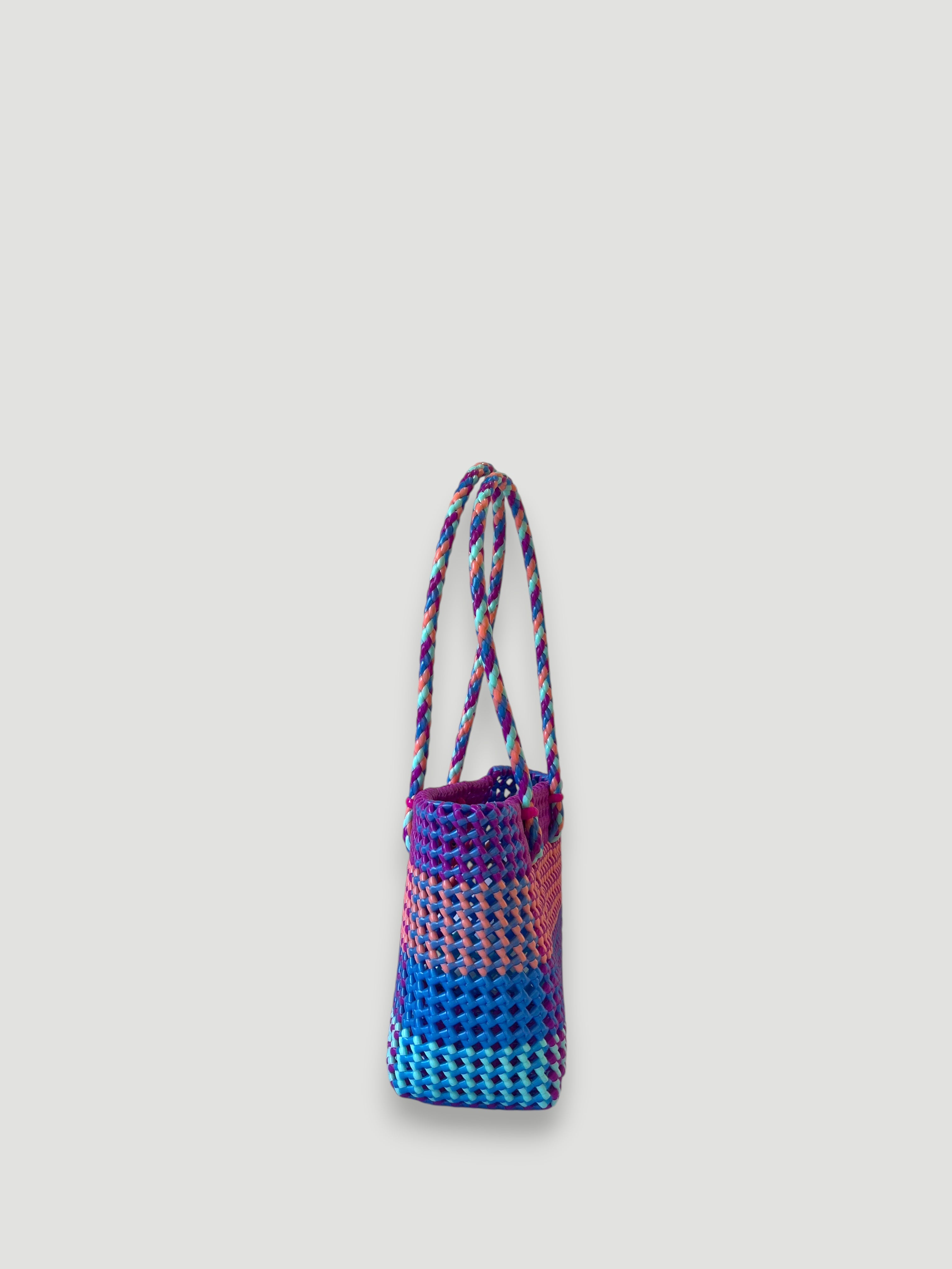 No. 523S - HAND-WOVEN BASKET BAG - SMALL - multicolored