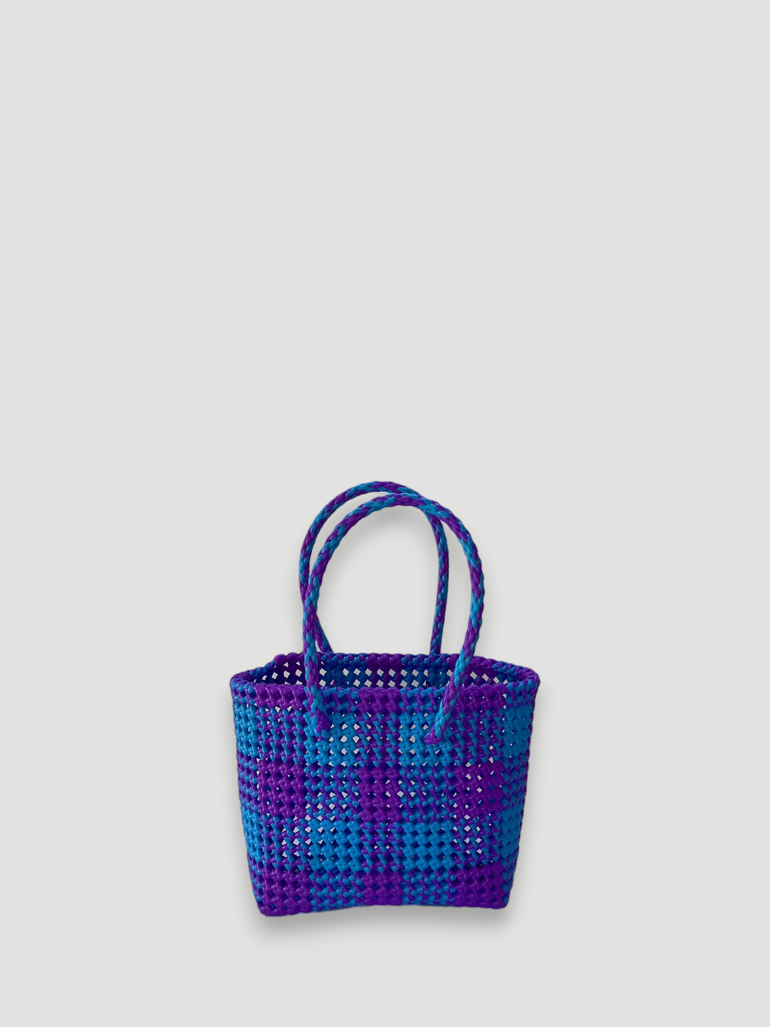 N°4S - SAC PANIER IMPARFAIT - PETIT - bleu clair & violet