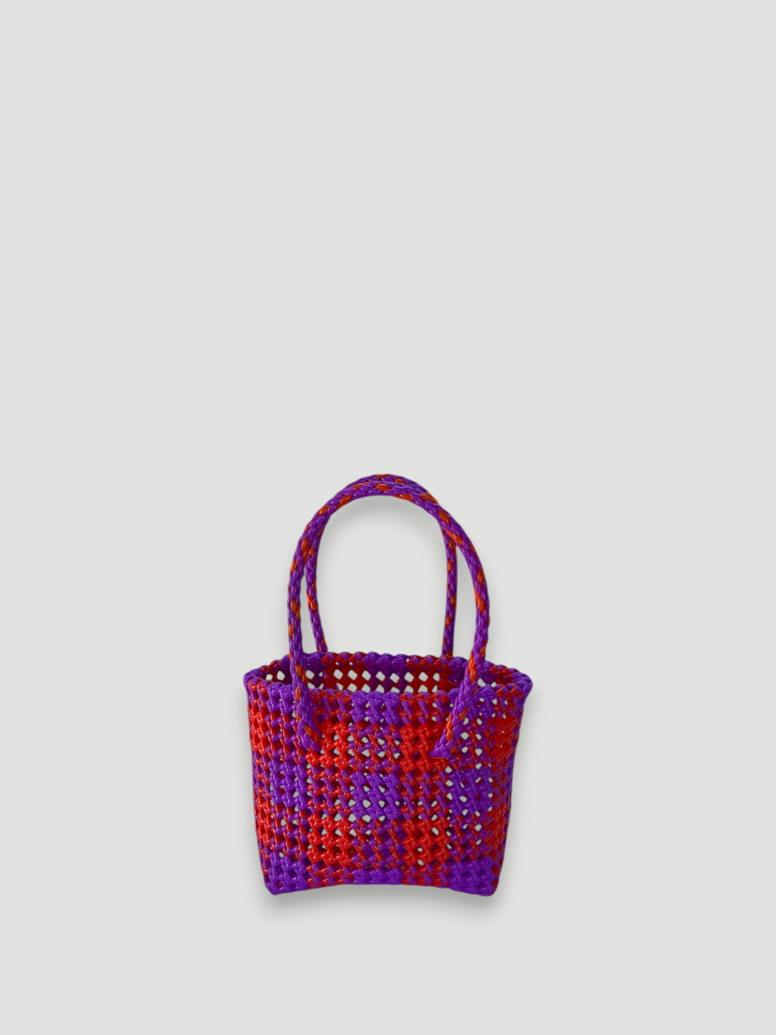 N°8XS bis - SAC PANIER ARCHIVES - MINI - rouge clair & violet