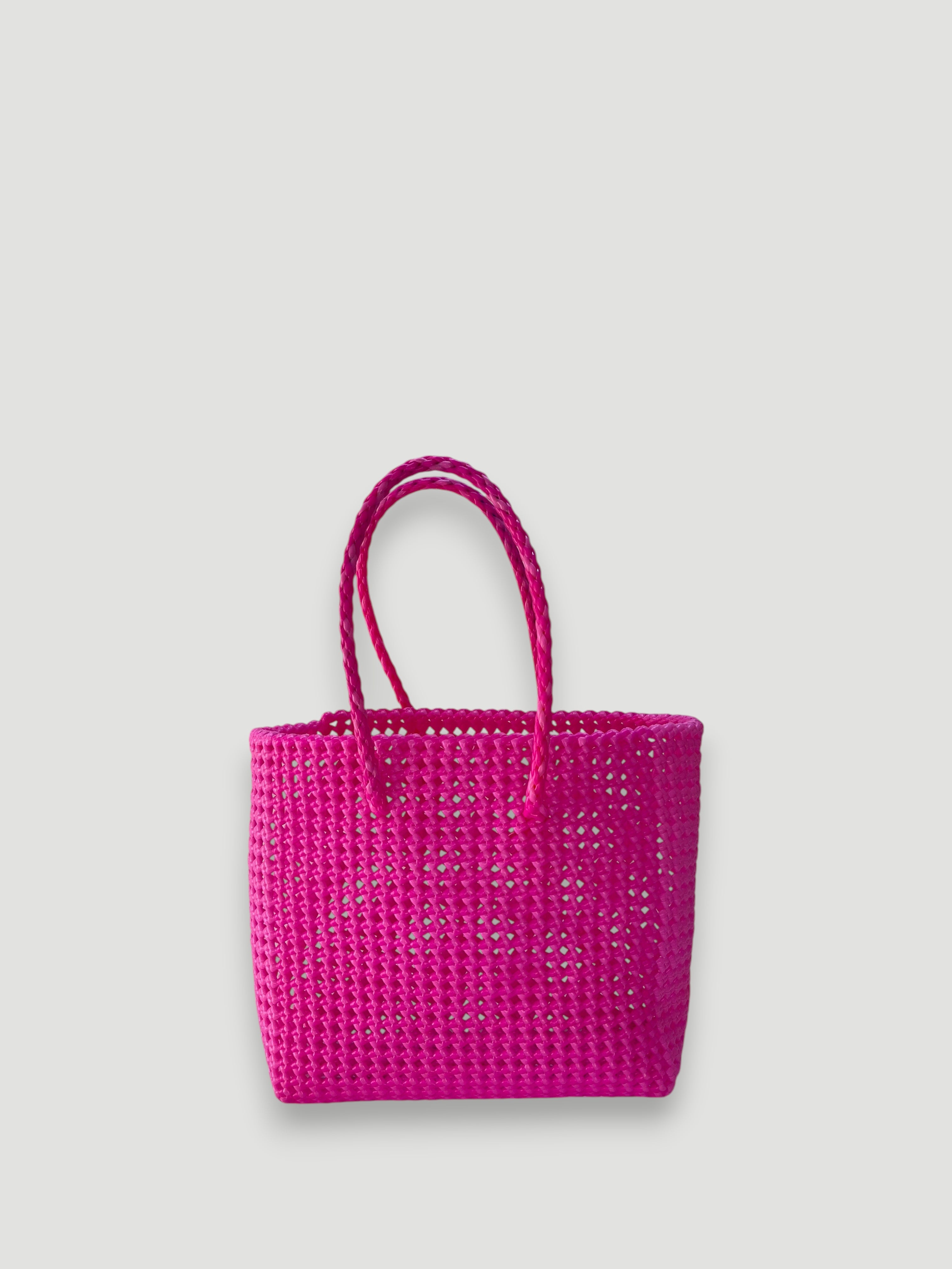 N°38M - SAC PANIER ARCHIVES - MOYEN - rose fluo & rose clair