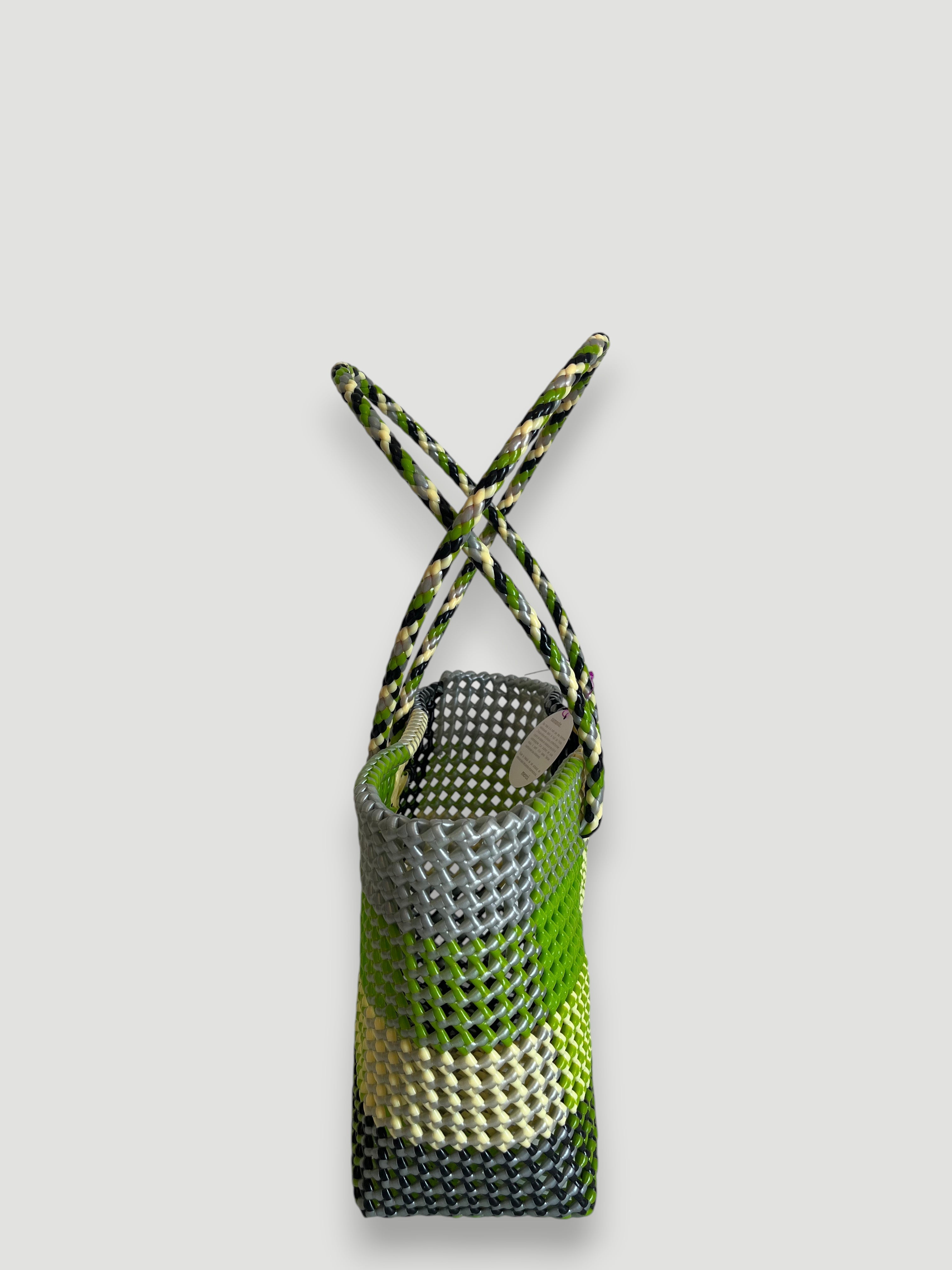 N°335M - SAC PANIER TRESSÉ MAIN - MOYEN - multicolors