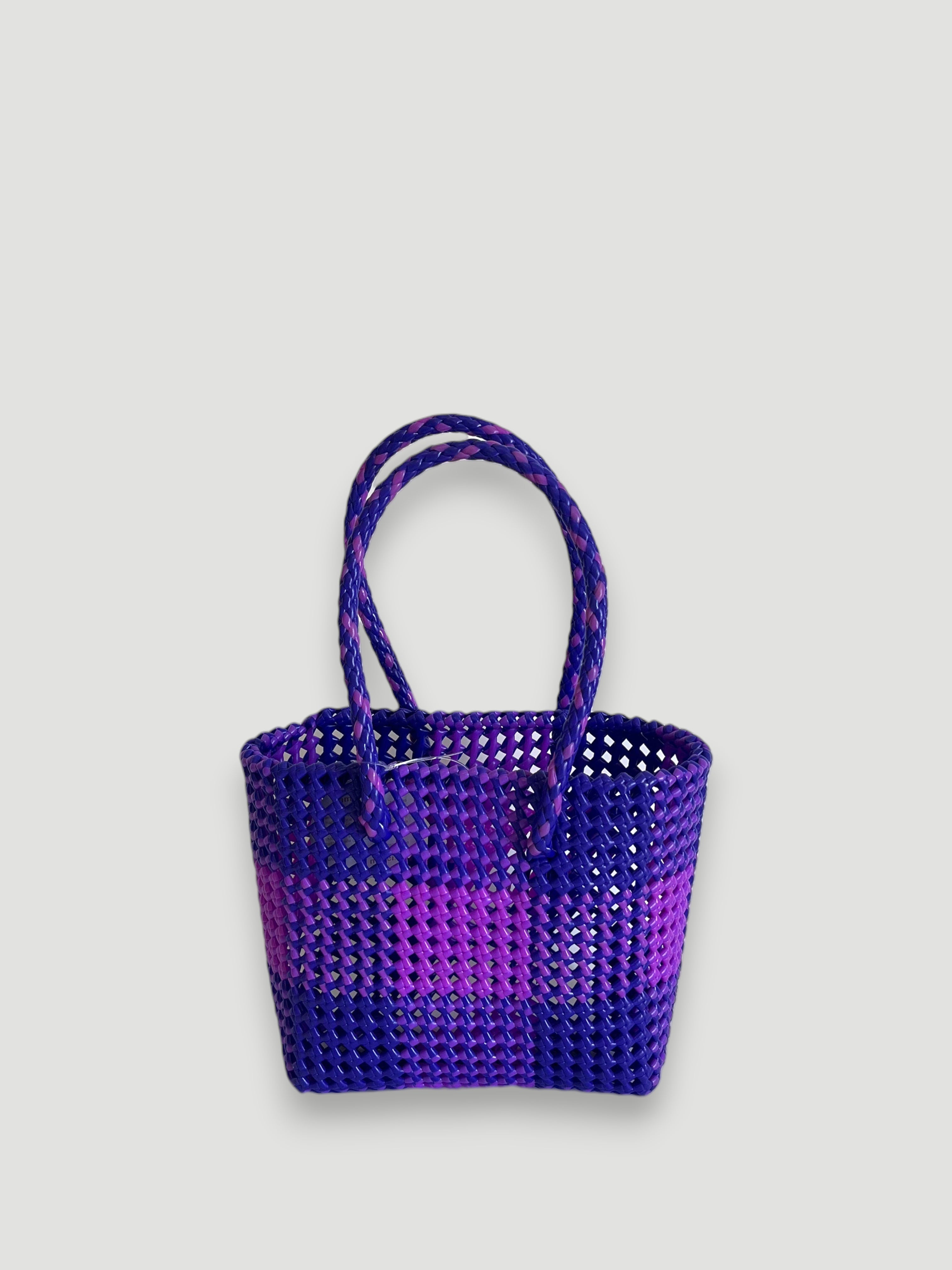 N°332S - SAC PANIER TRESSÉ MAIN - PETIT - violet foncé & violet