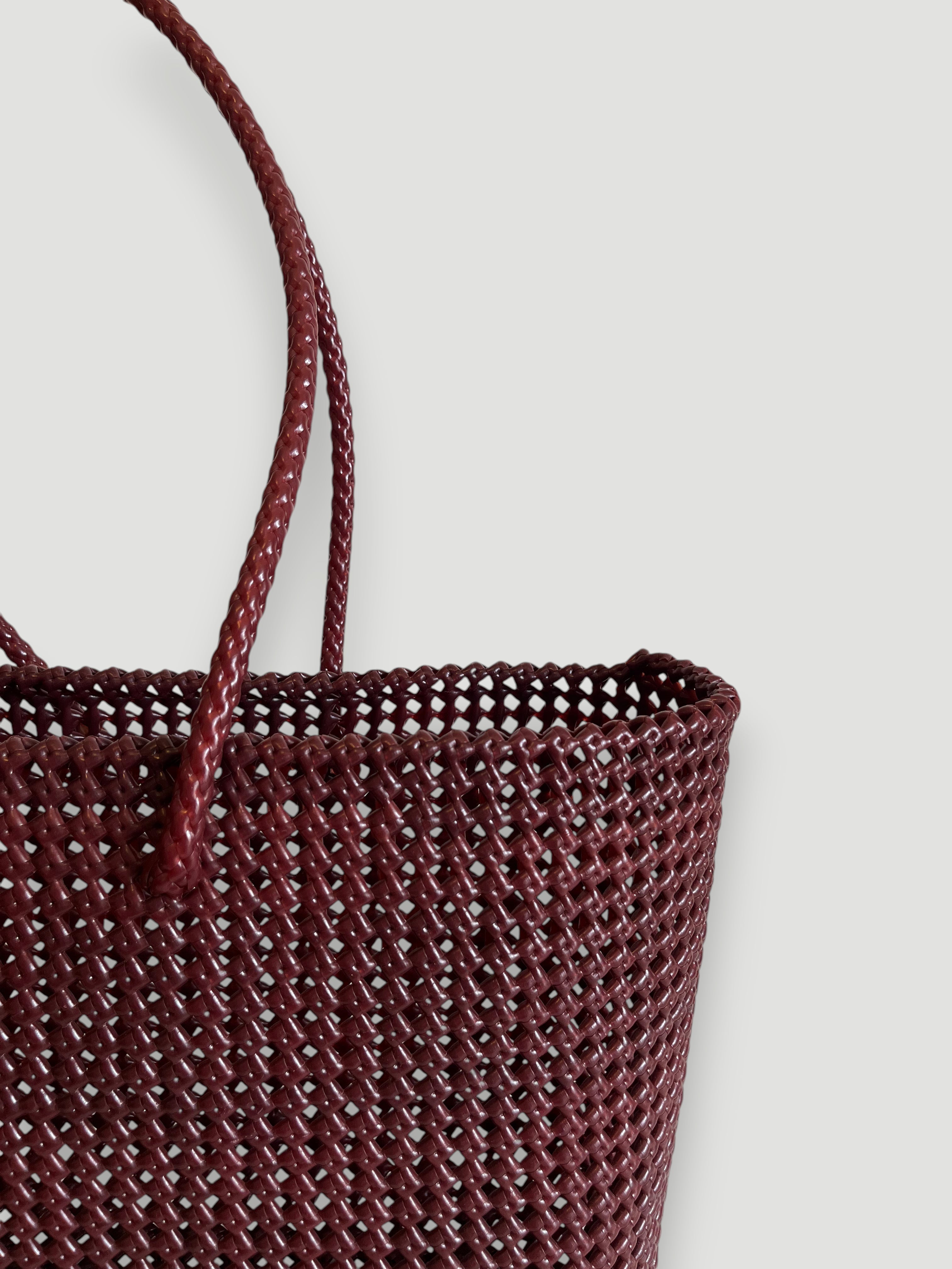 N°257XL - SAC PANIER TRESSÉ MAIN - MAXI - bordeaux