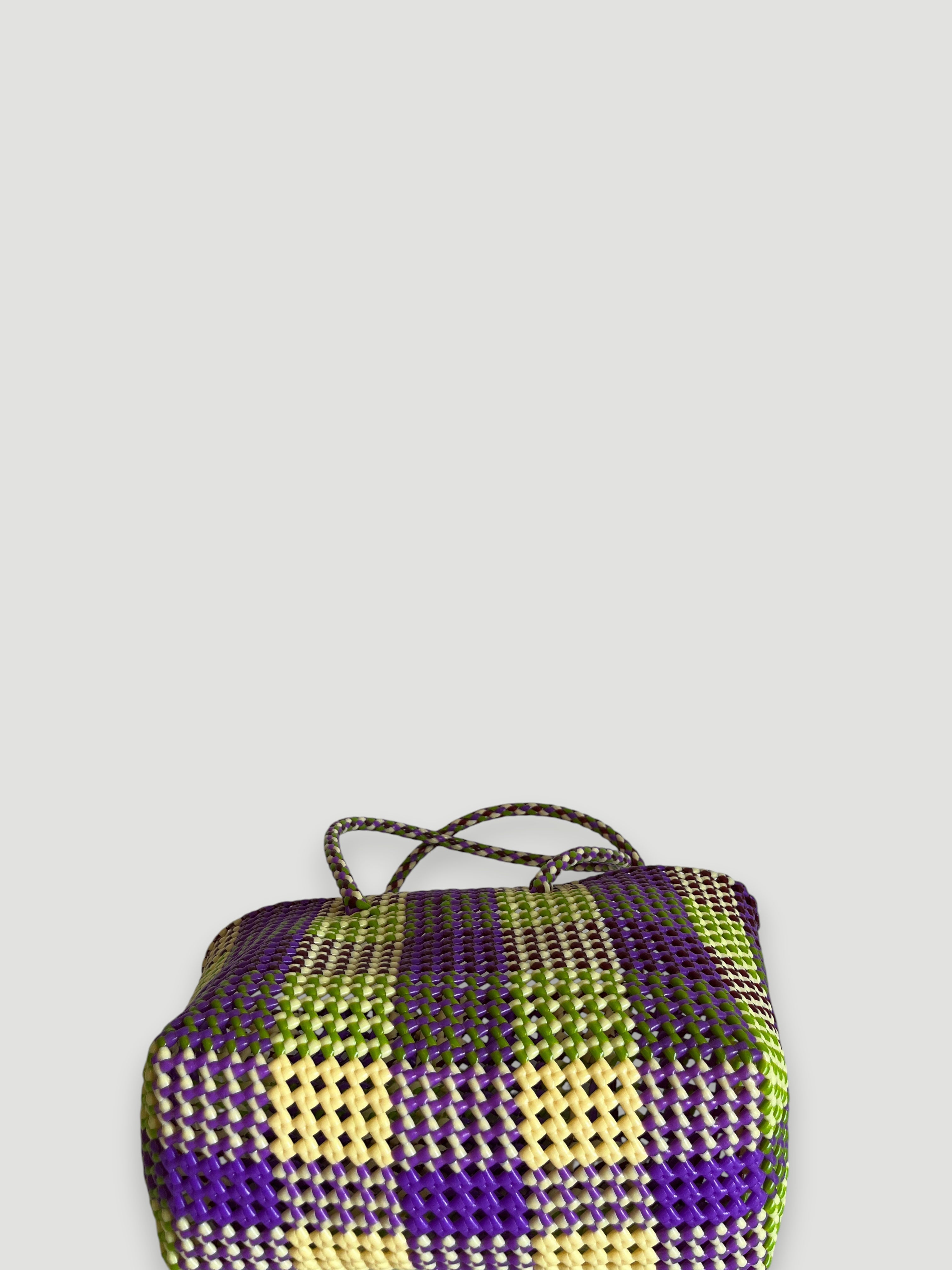 N°350M - SAC PANIER TRESSÉ MAIN - MOYEN - multicolors