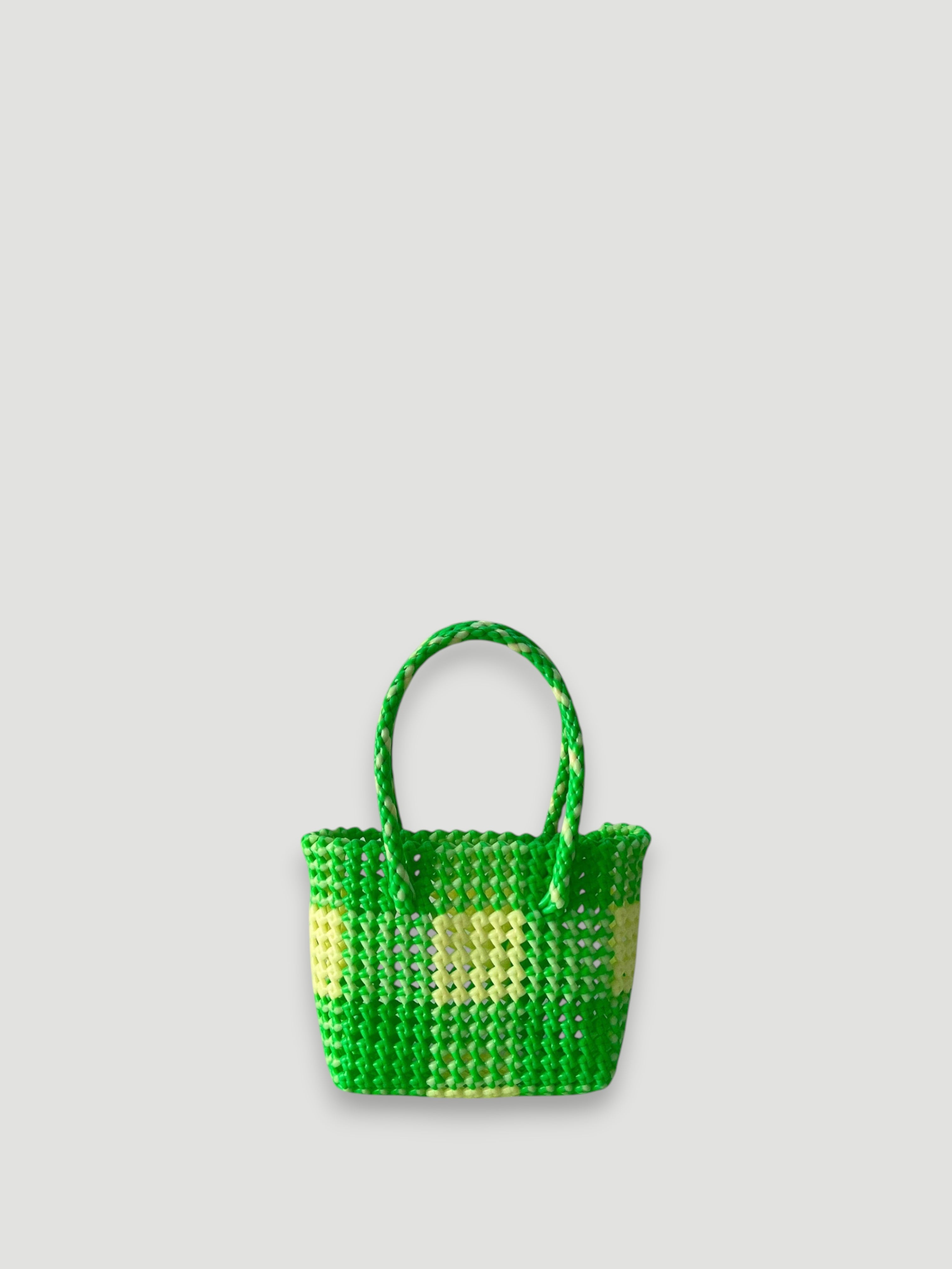 N°217XS - SAC PANIER ARCHIVES - MINI - vert clair & écru