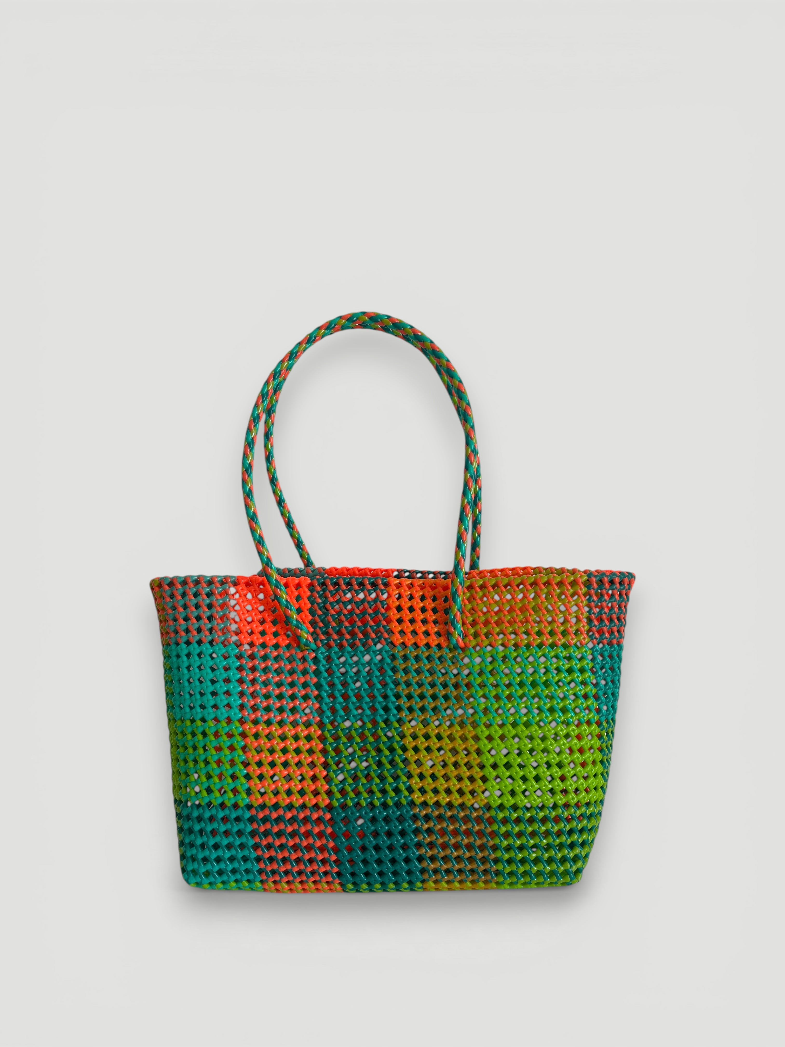 N°363L - SAC PANIER TRESSÉ MAIN - GRAND - multicolors