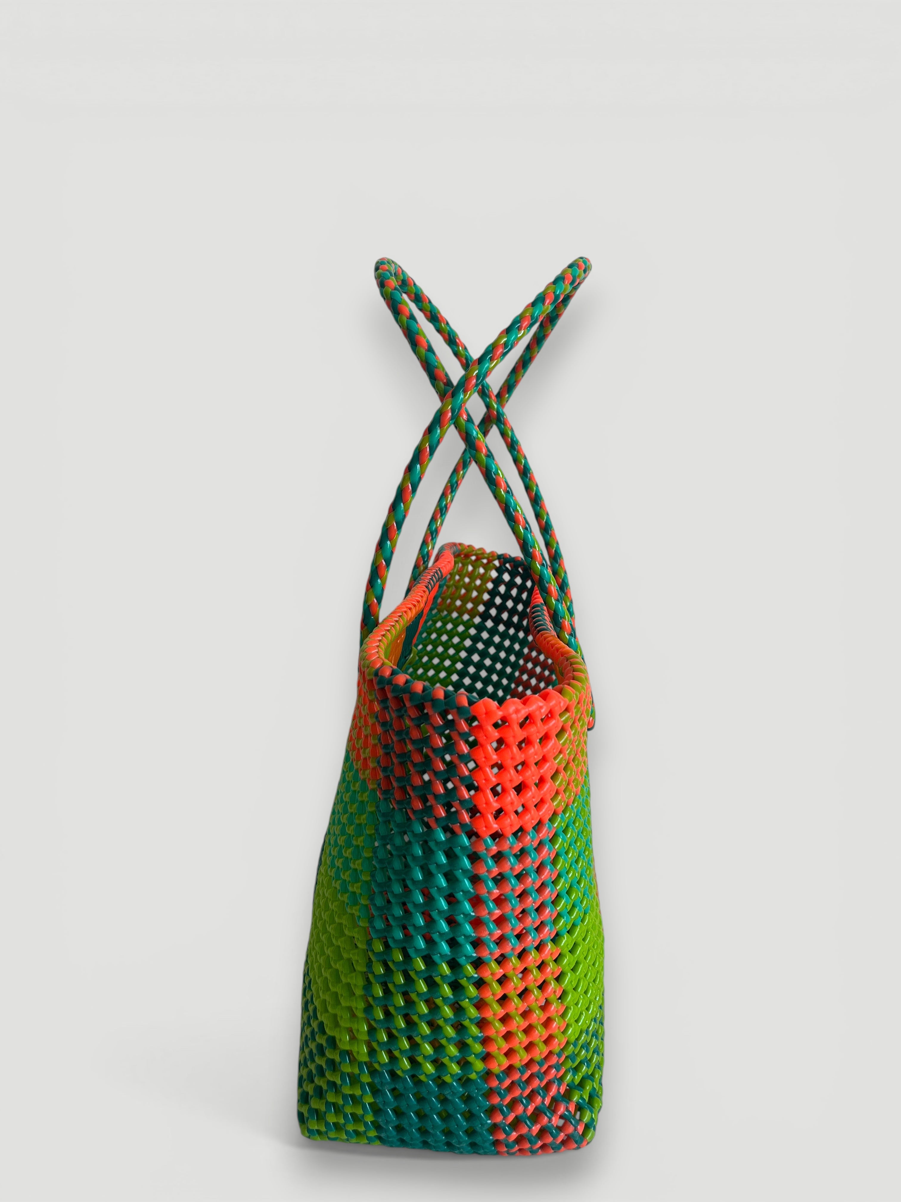 N°363L - SAC PANIER TRESSÉ MAIN - GRAND - multicolors