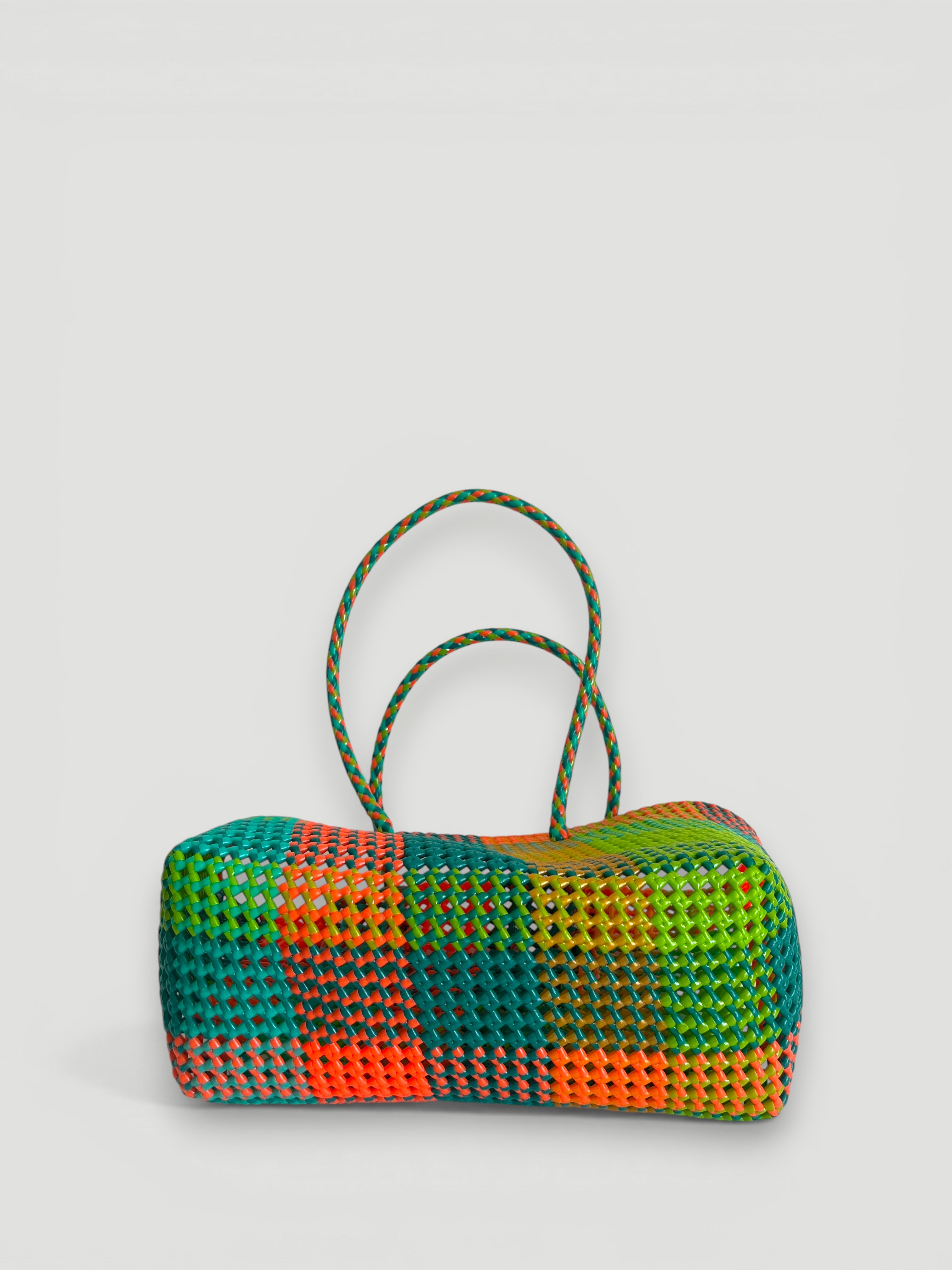 N°363L - SAC PANIER TRESSÉ MAIN - GRAND - multicolors