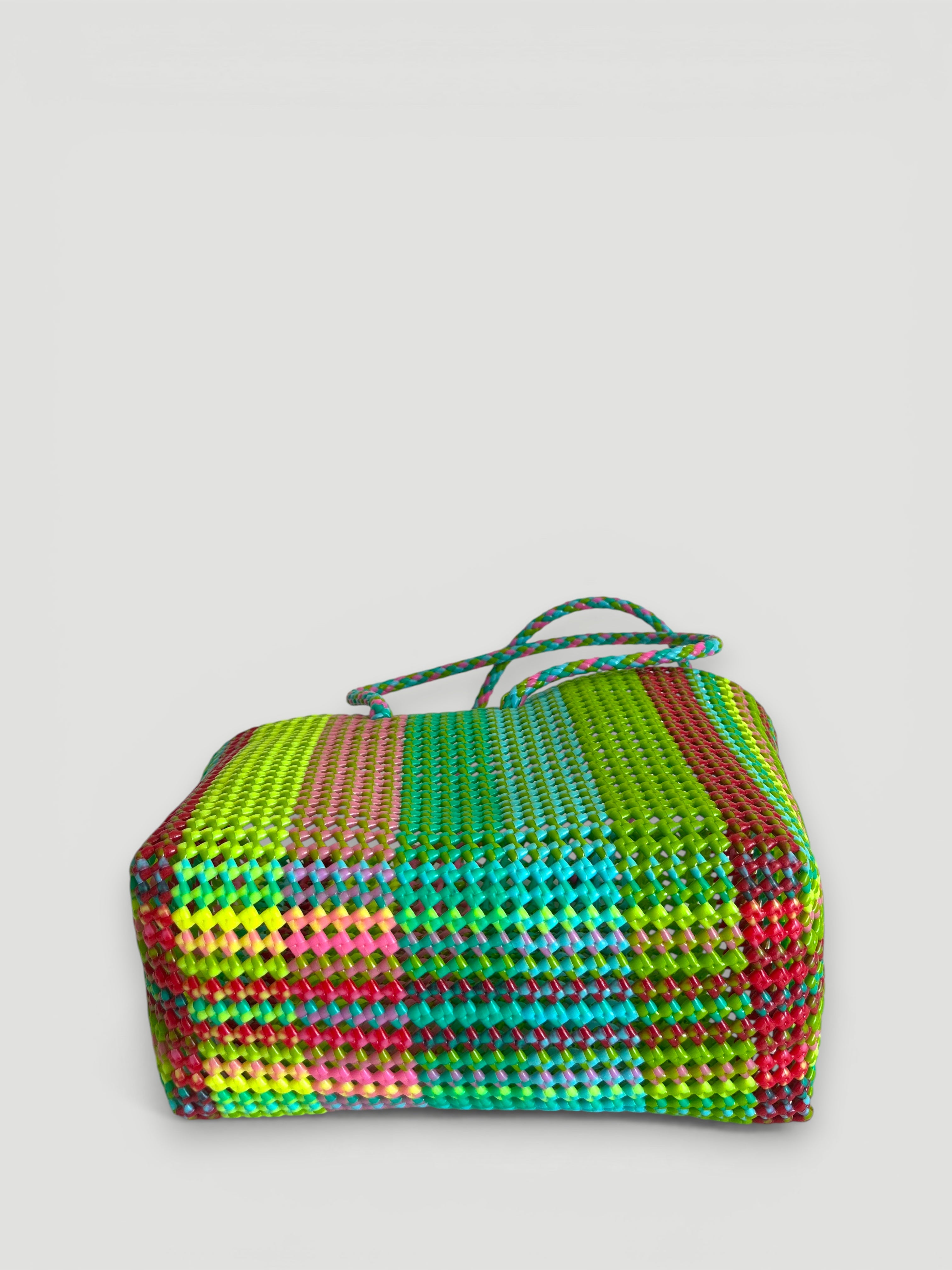 N°366L - SAC PANIER TRESSÉ MAIN - GRAND - multicolors