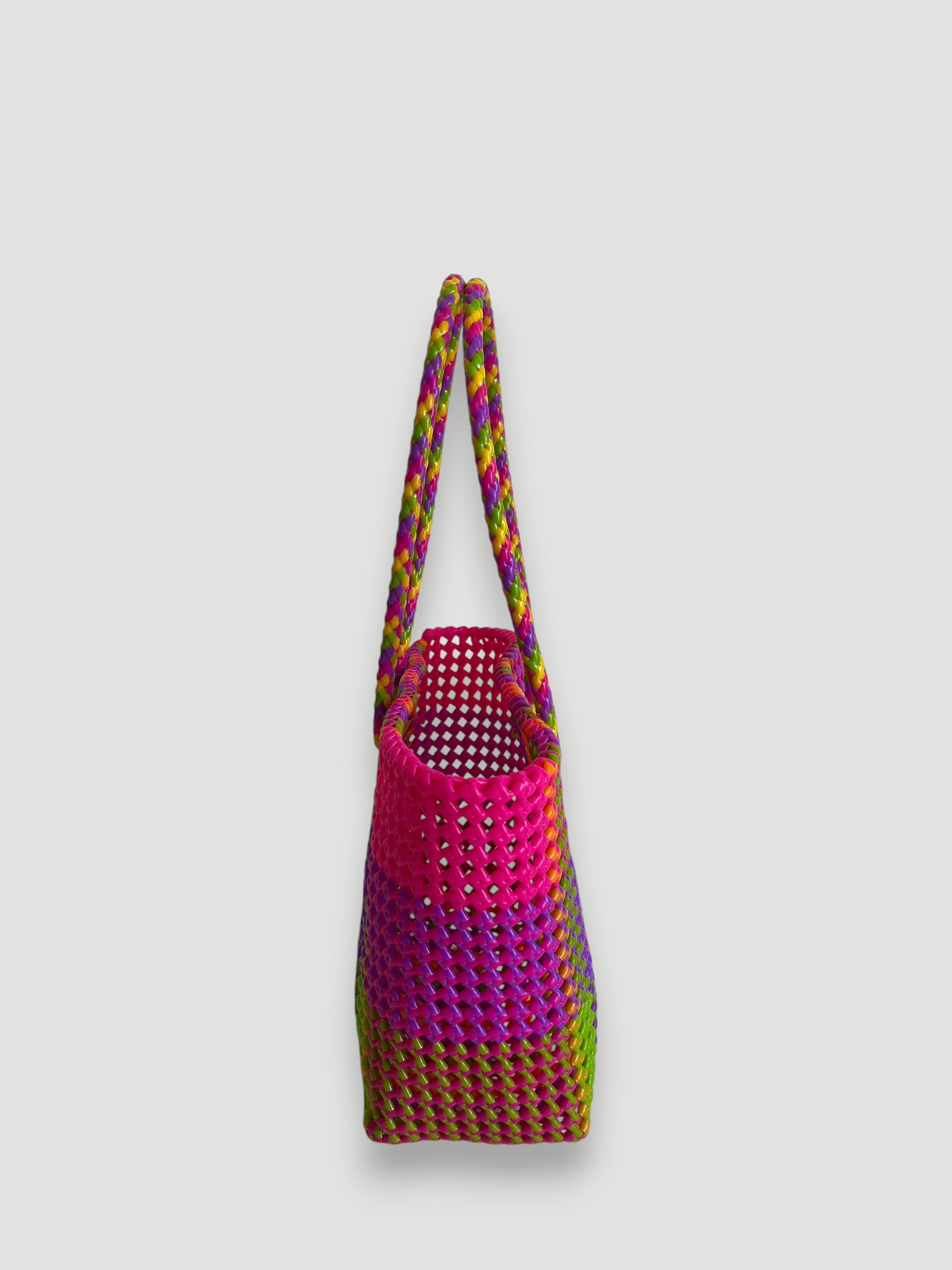 N°369M - SAC PANIER TRESSÉ MAIN - MOYEN - multicolors