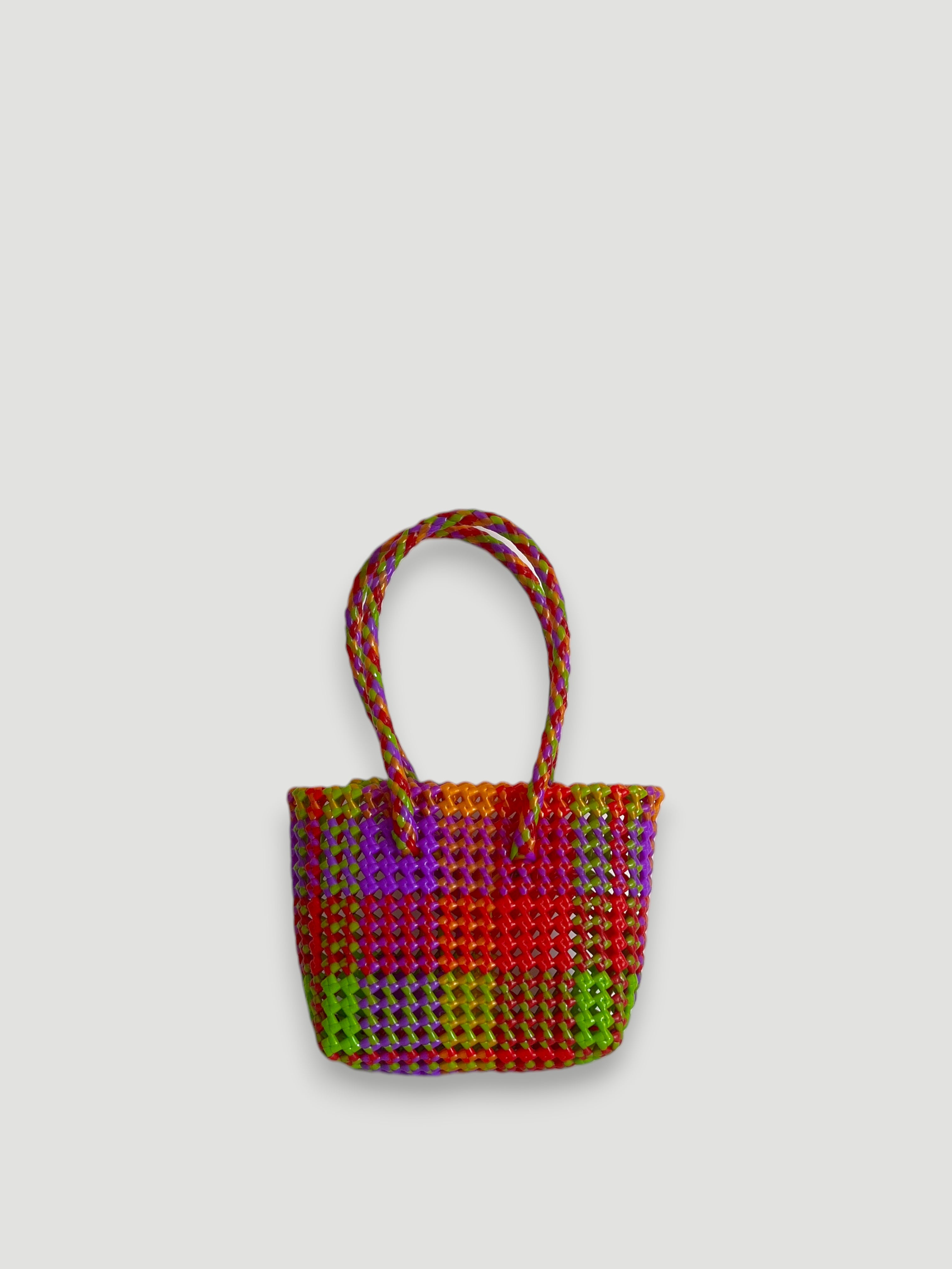 N°385XS - SAC PANIER TRESSÉ MAIN - MINI - multicolors