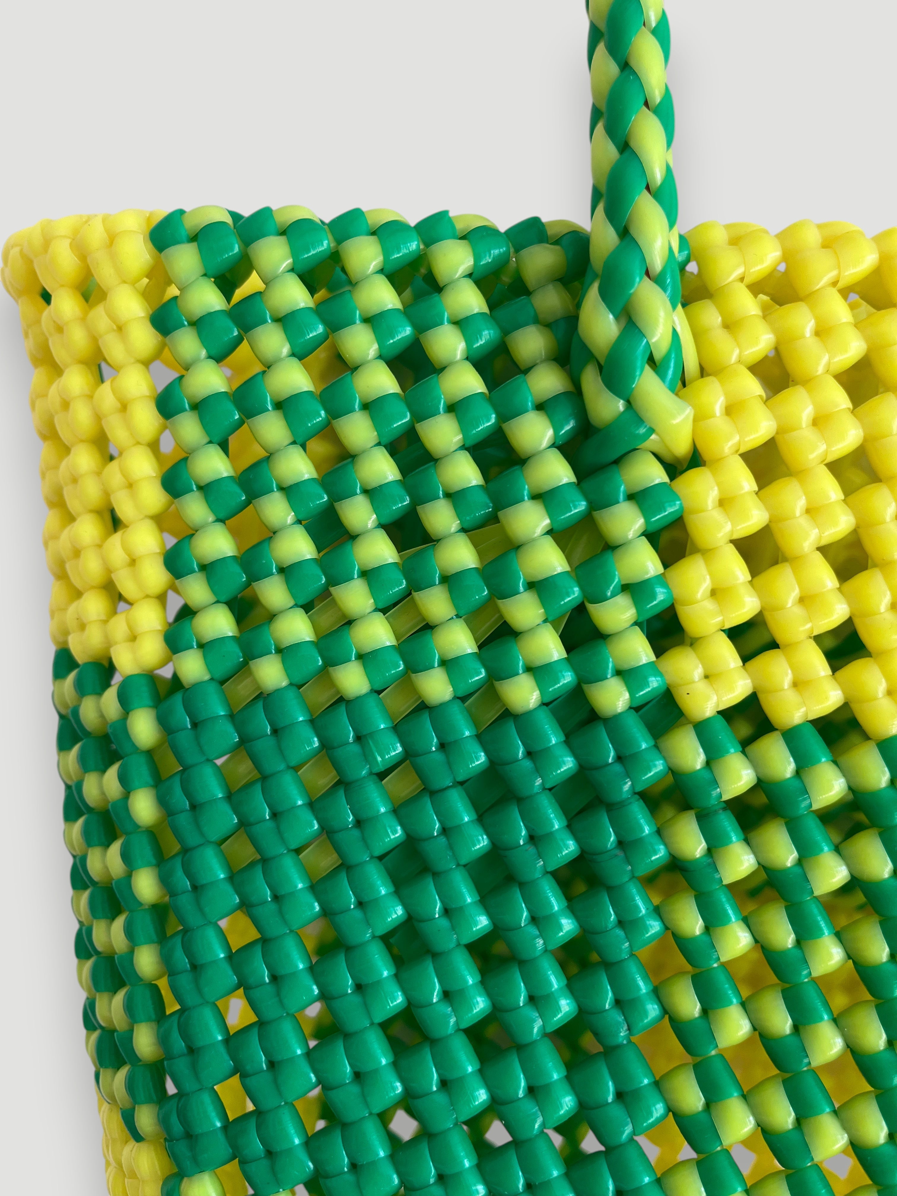 N°29S - SAC PANIER IMPARFAIT - PETIT - jaune fluo & vert fluo