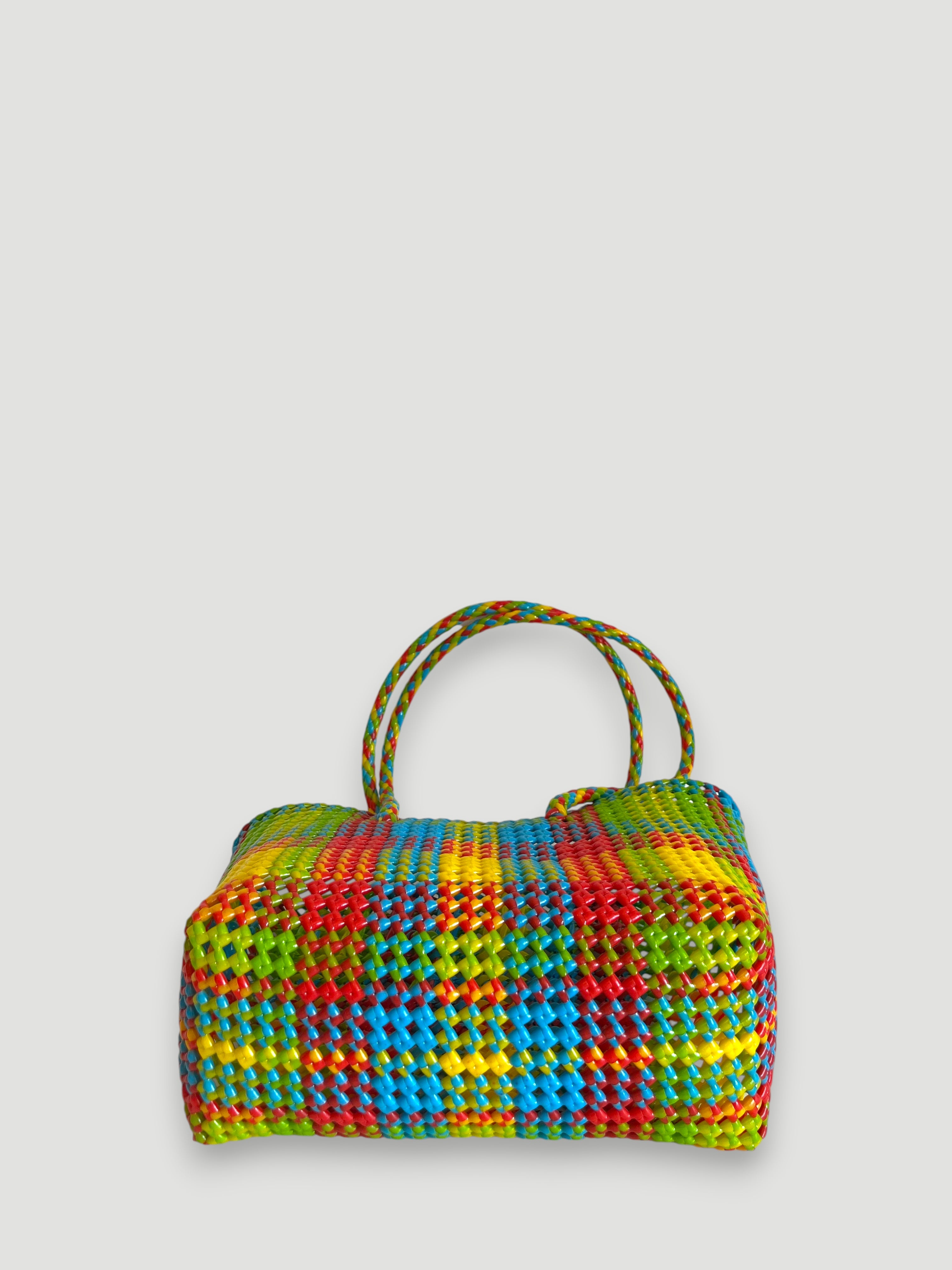 N°388M - SAC PANIER TRESSÉ MAIN - MOYEN - multicolors