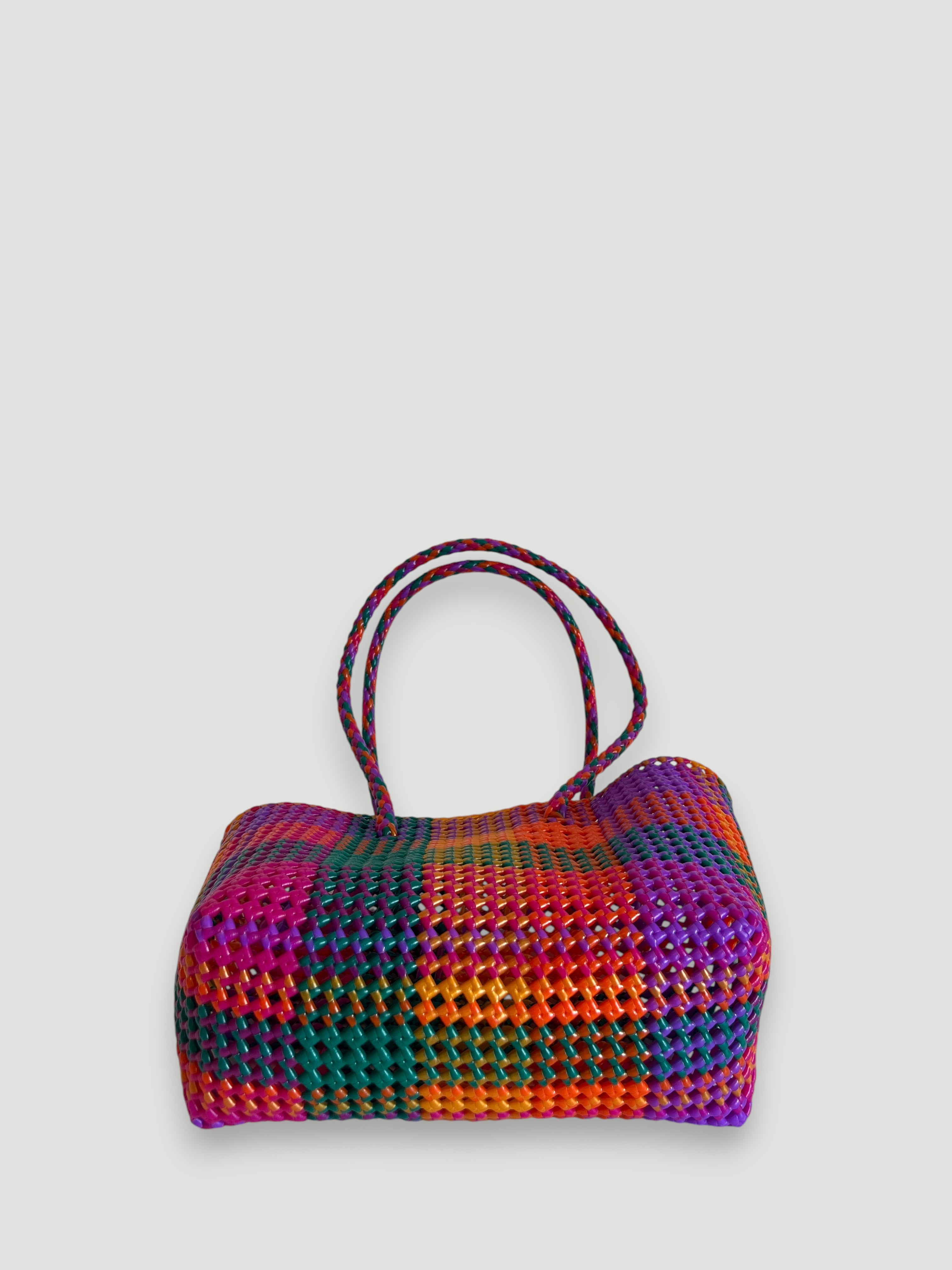 N°390M - SAC PANIER TRESSÉ MAIN - MOYEN - multicolors
