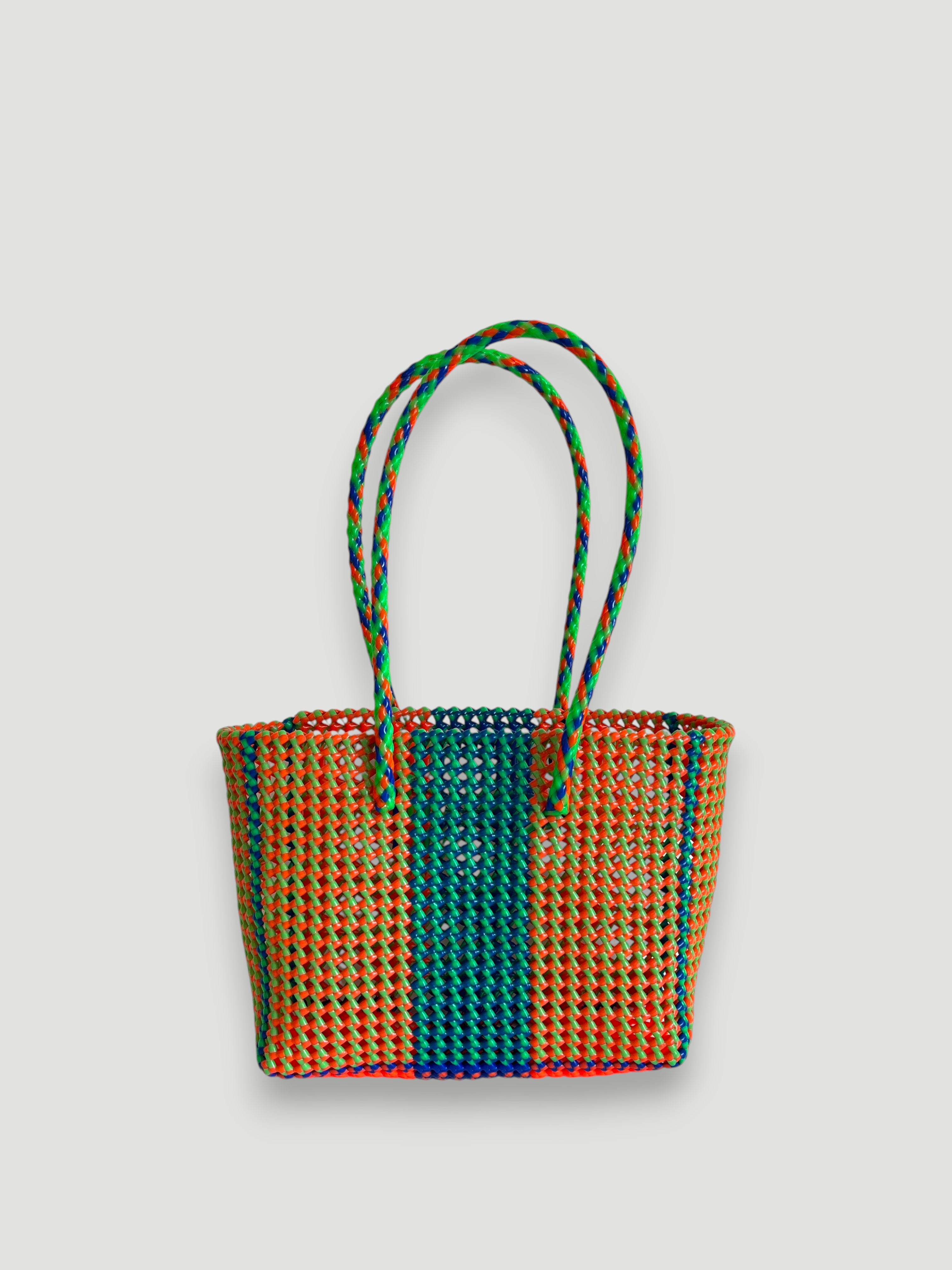 N°397M - SAC PANIER TRESSE MAIN - MOYEN - multicolors