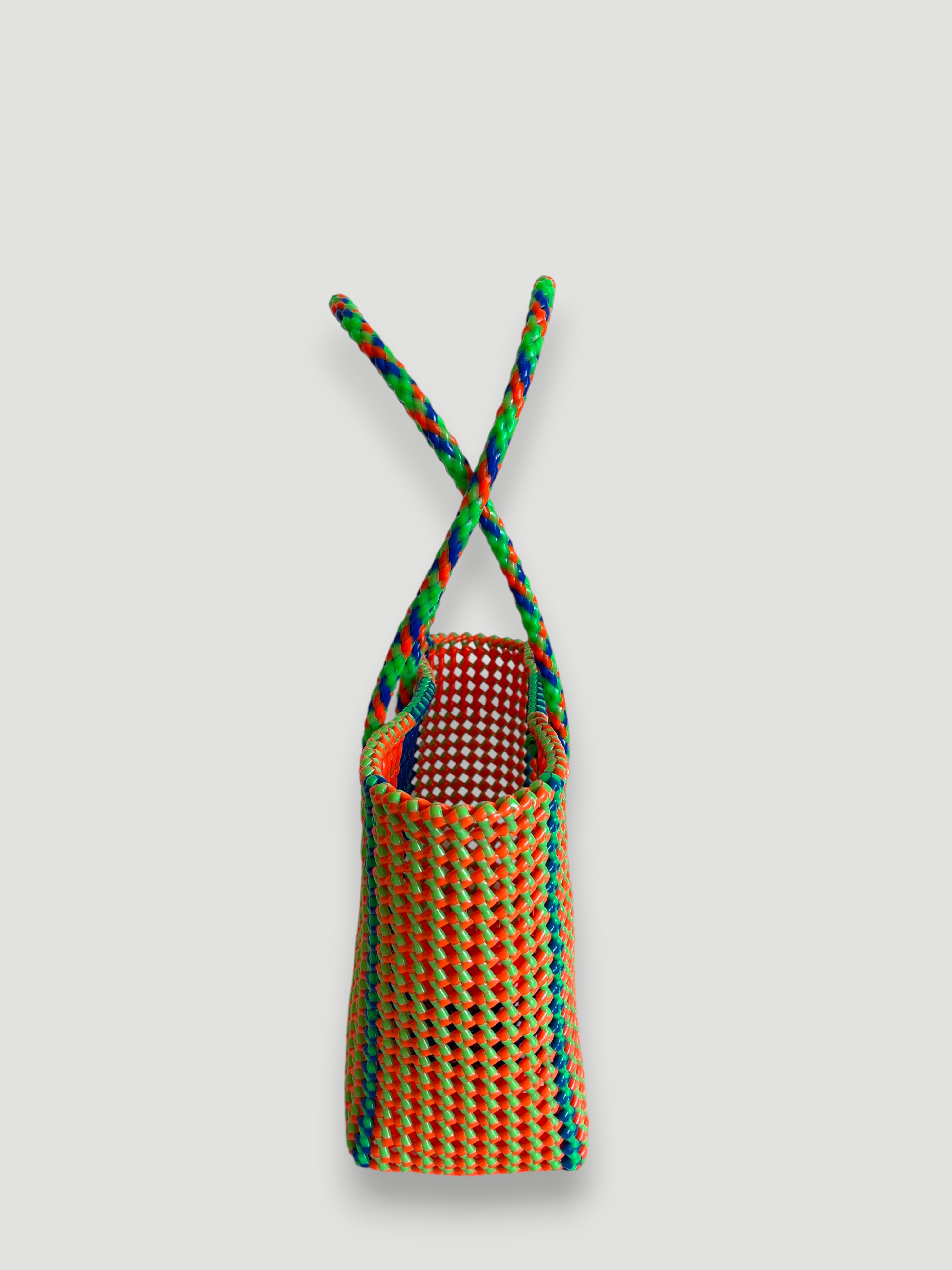 N°397M - SAC PANIER TRESSE MAIN - MOYEN - multicolors