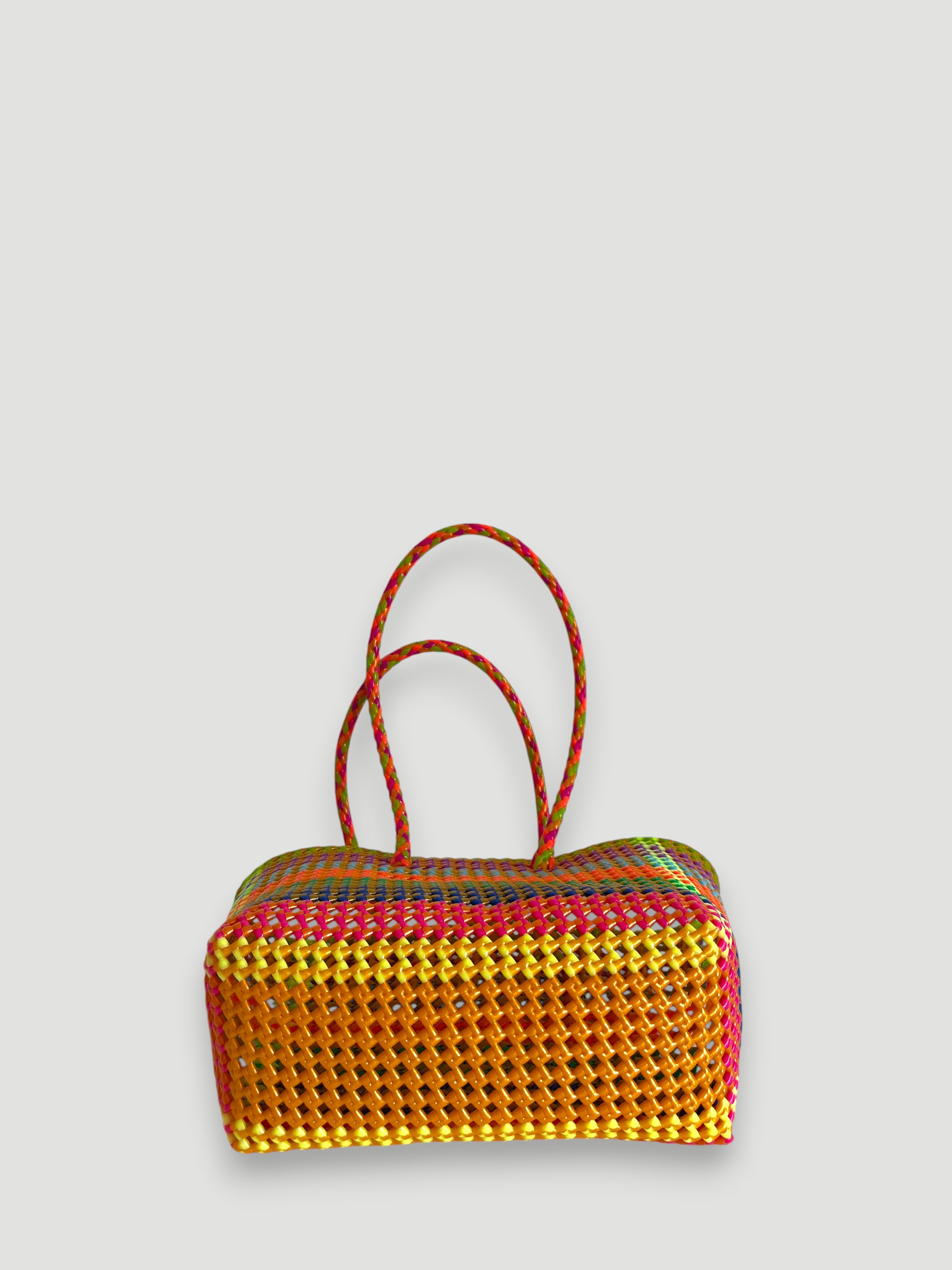 N°399M - SAC PANIER TRESSÉ MAIN - MOYEN - multicolors