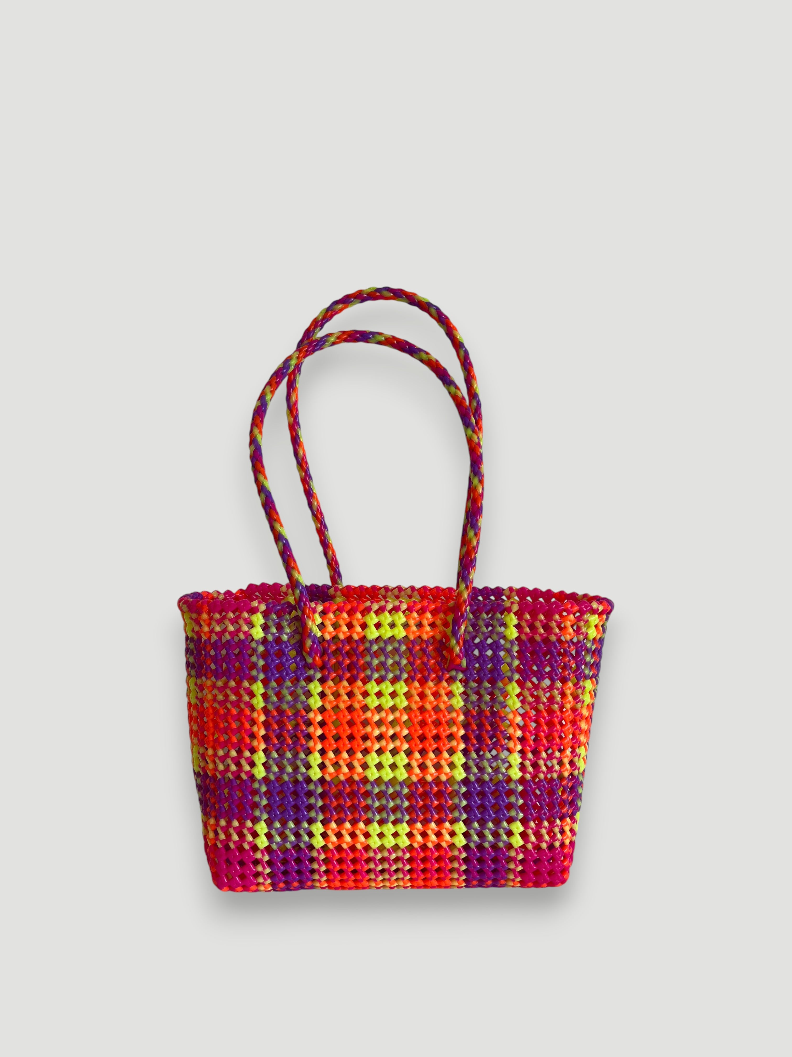 N°402M - SAC PANIER TRESSÉ MAIN - MOYEN - multicolors