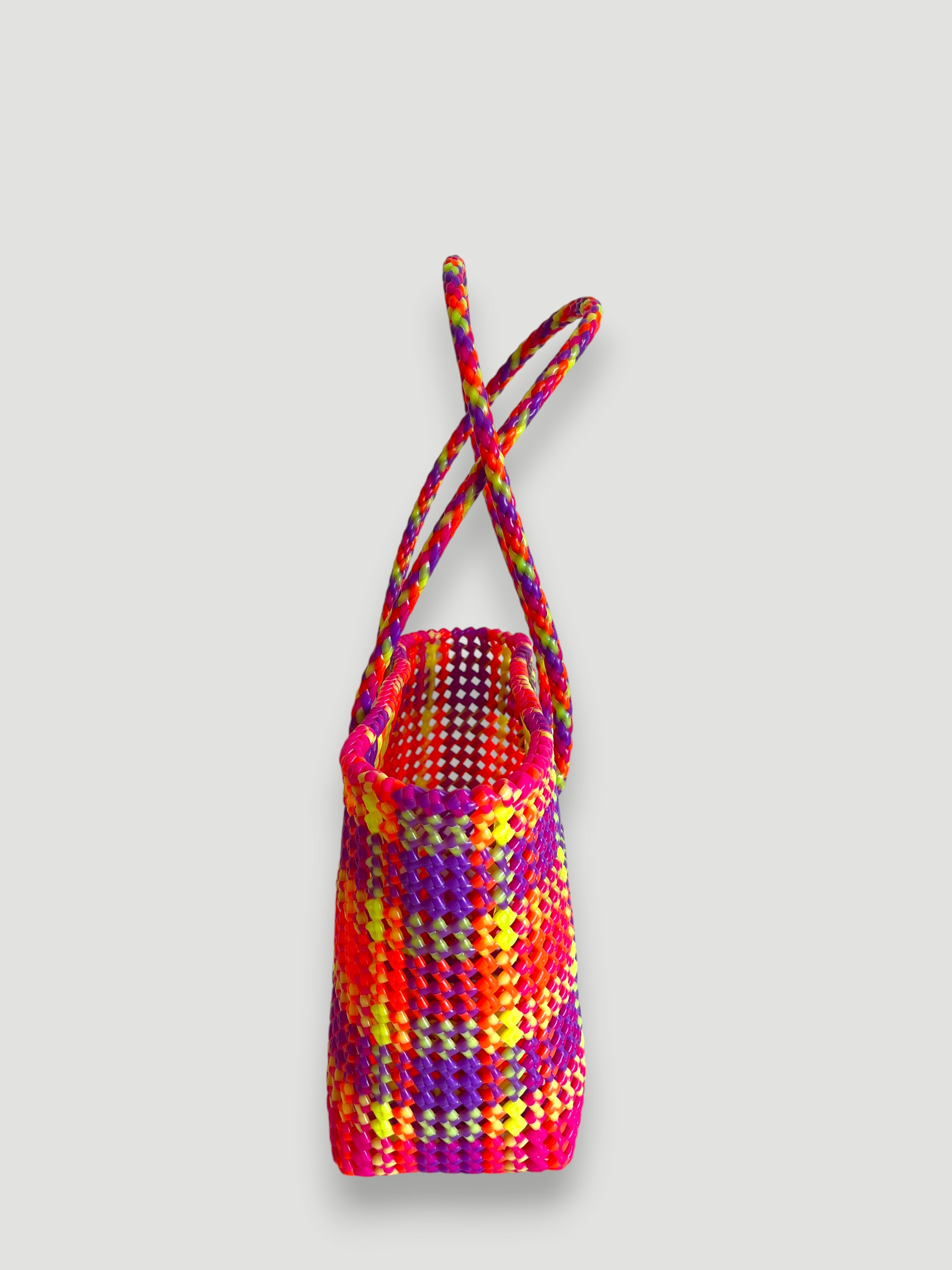 N°402M - SAC PANIER TRESSÉ MAIN - MOYEN - multicolors