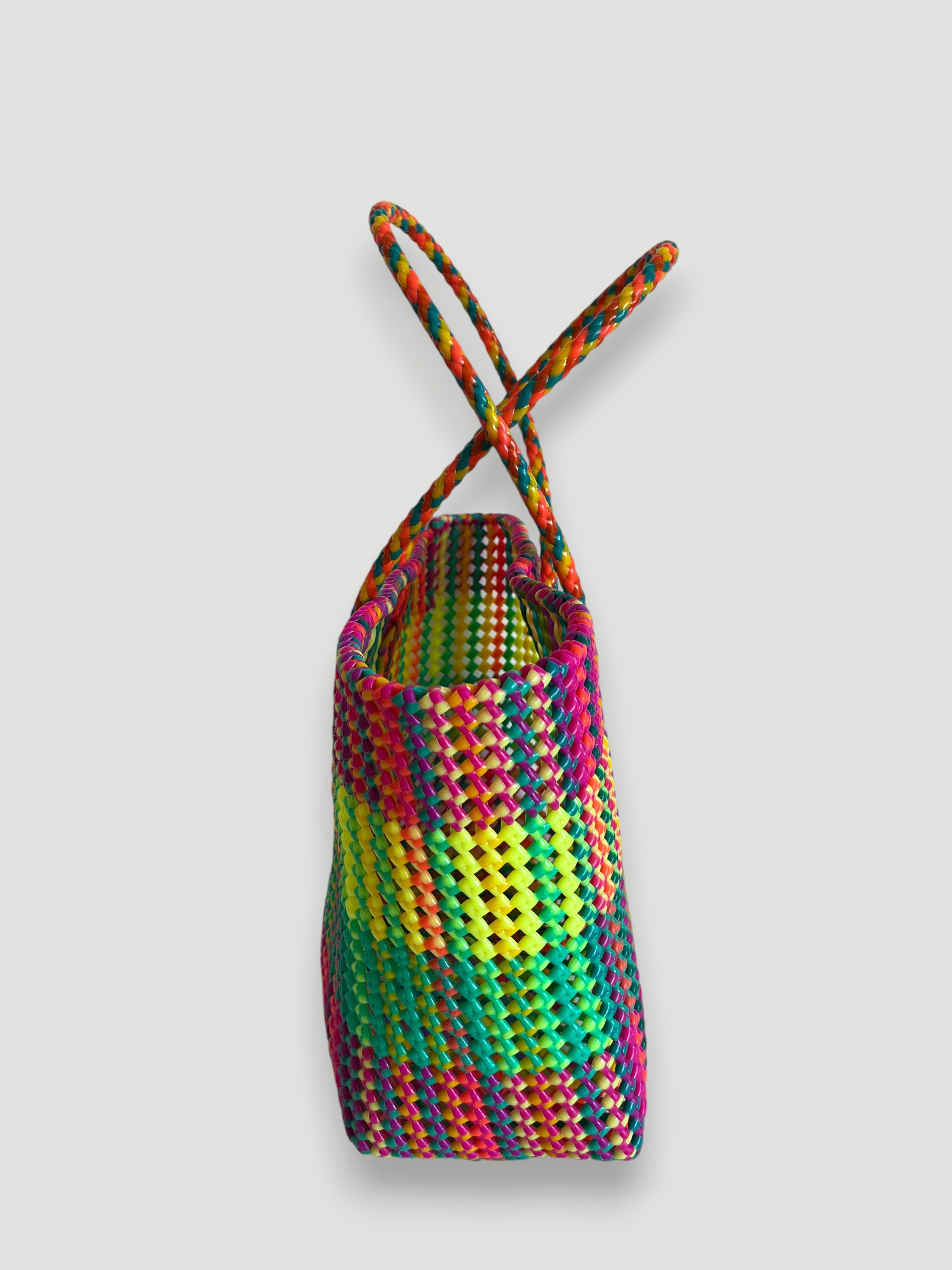 N°404L - SAC PANIER TRESSÉ MAIN - GRAND - multicolors