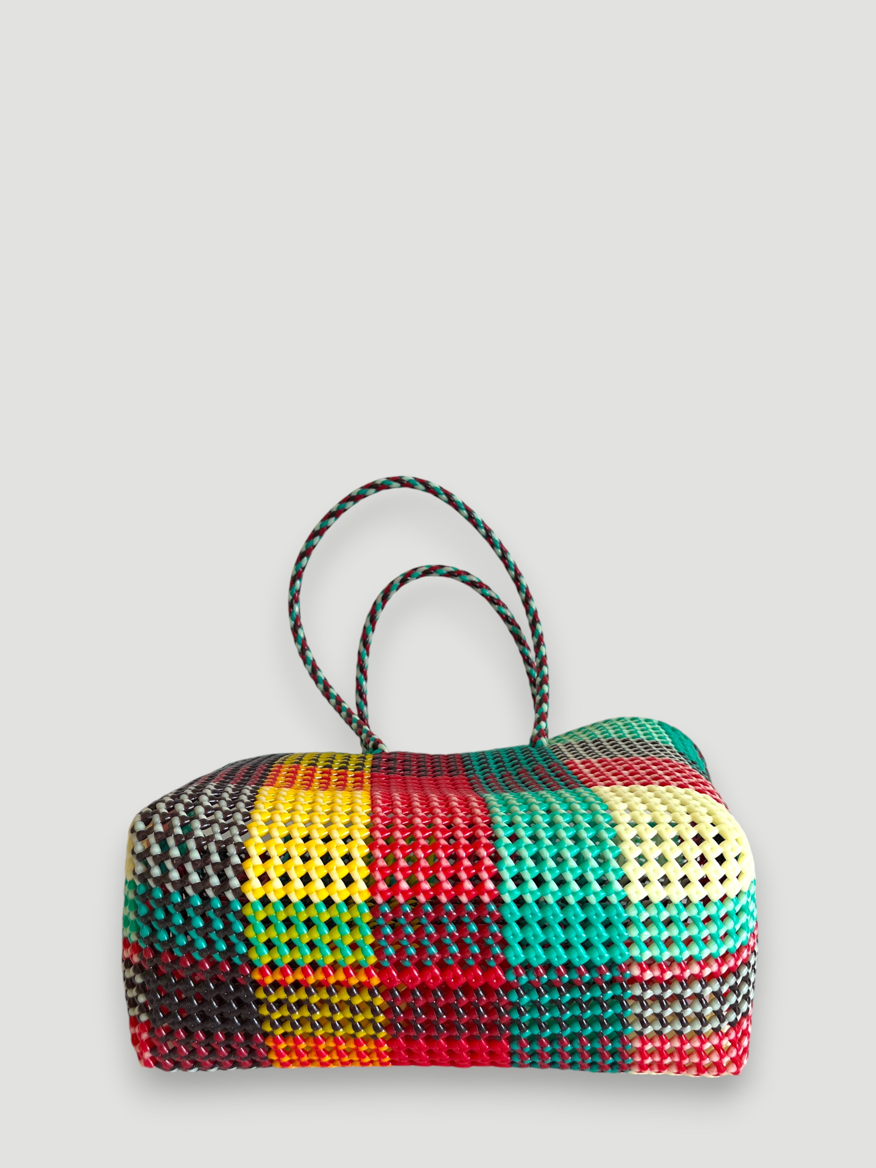 N°405L - SAC PANIER TRESSÉ MAIN - GRAND - multicolors