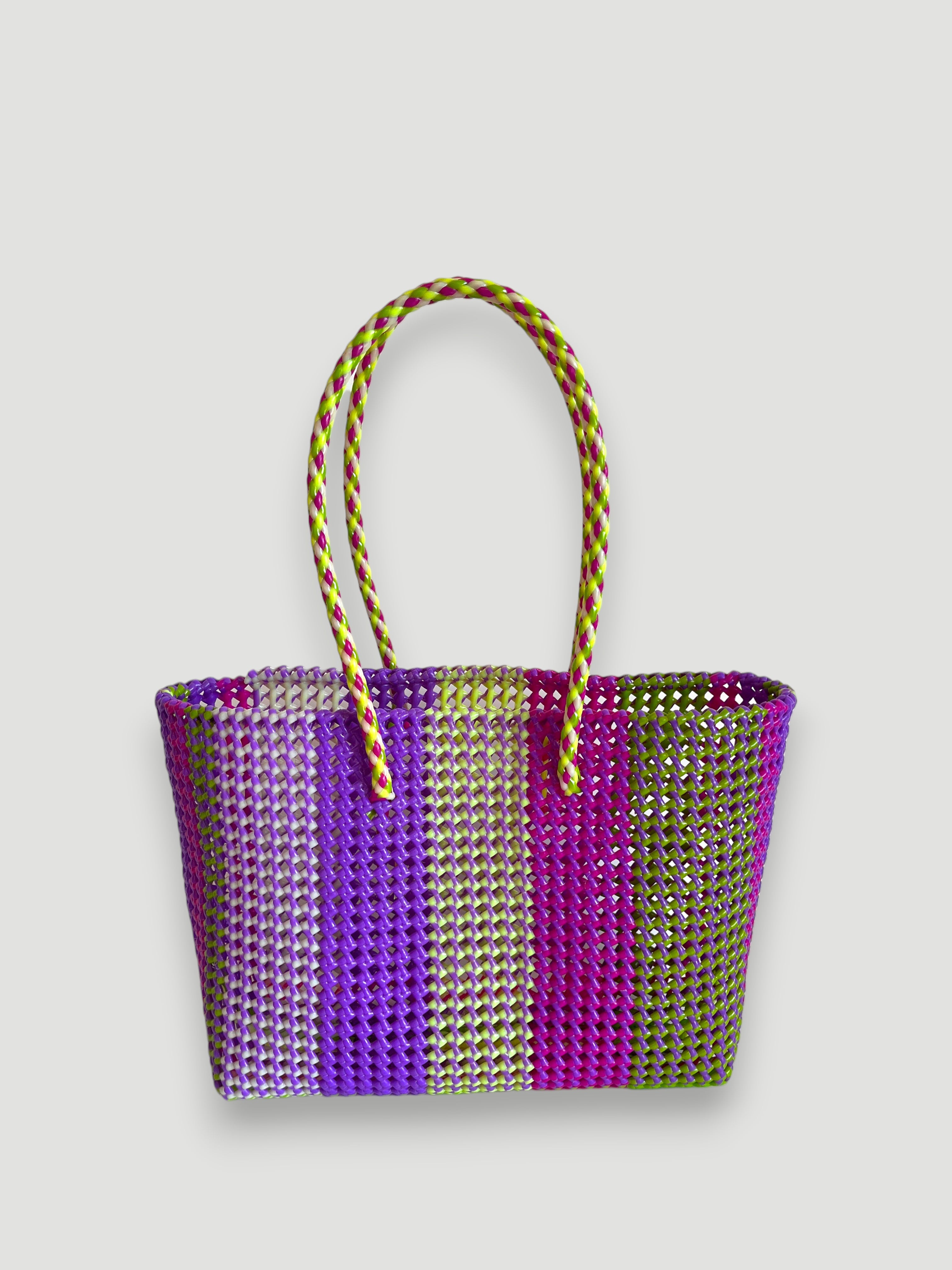 N°409L - SAC PANIER TRESSÉ MAIN - GRAND - multicolors