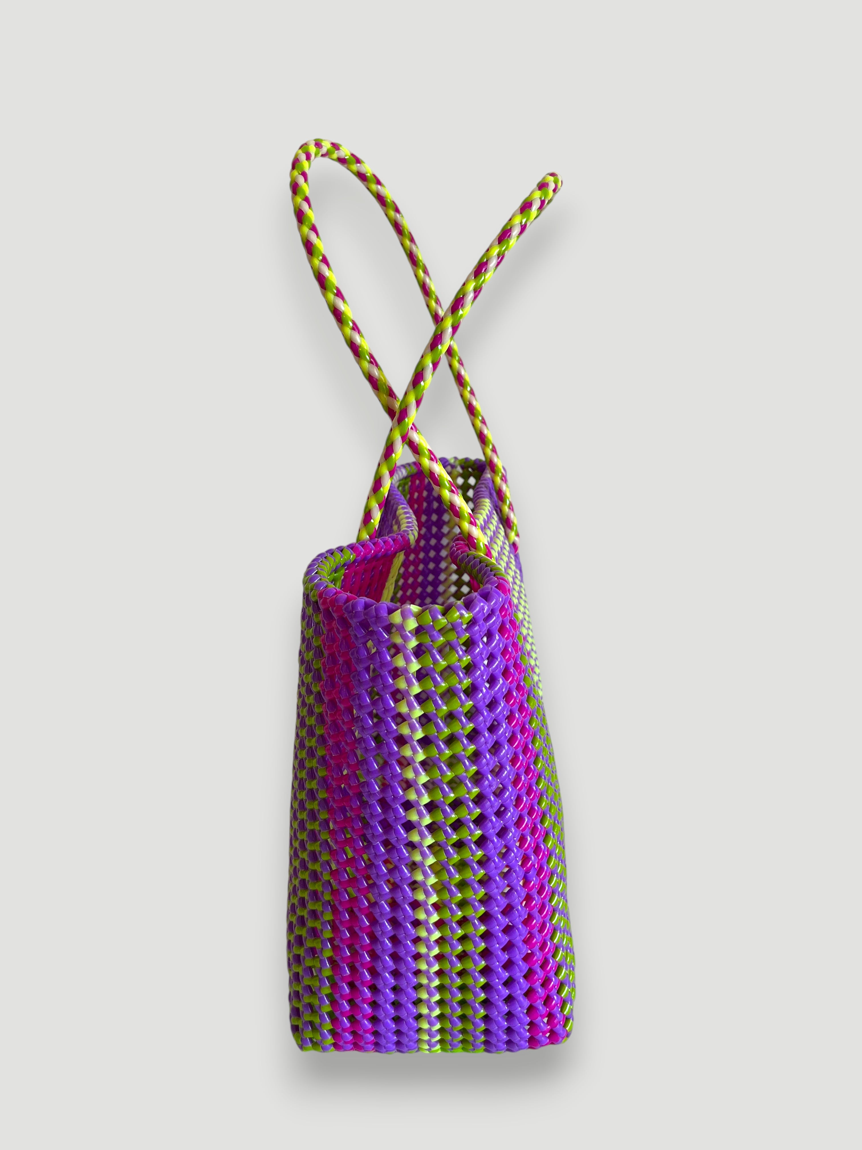 N°409L - SAC PANIER TRESSÉ MAIN - GRAND - multicolors