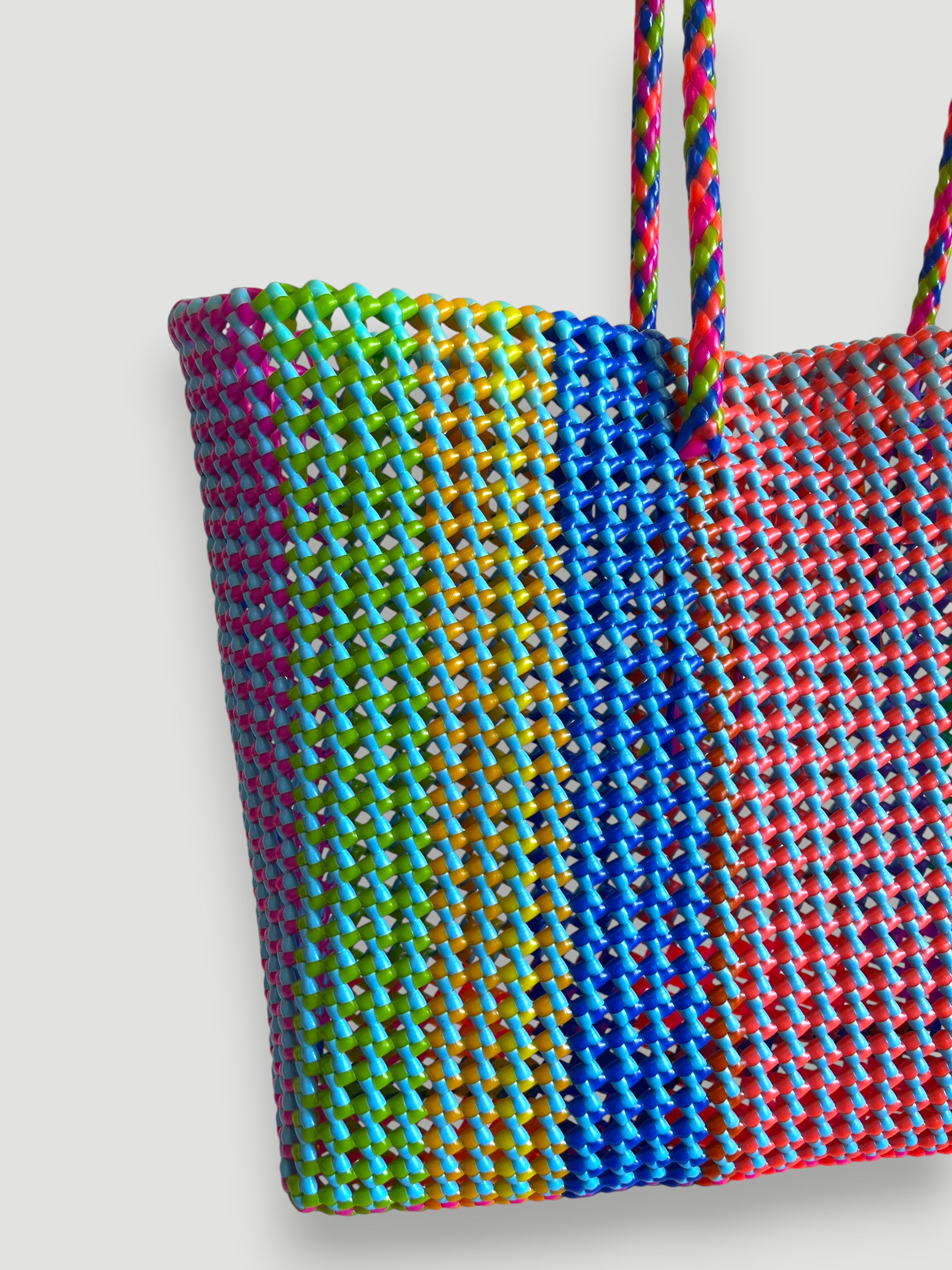 N°411XL - SAC PANIER TRESSÉ MAIN - MAXI - multicolors
