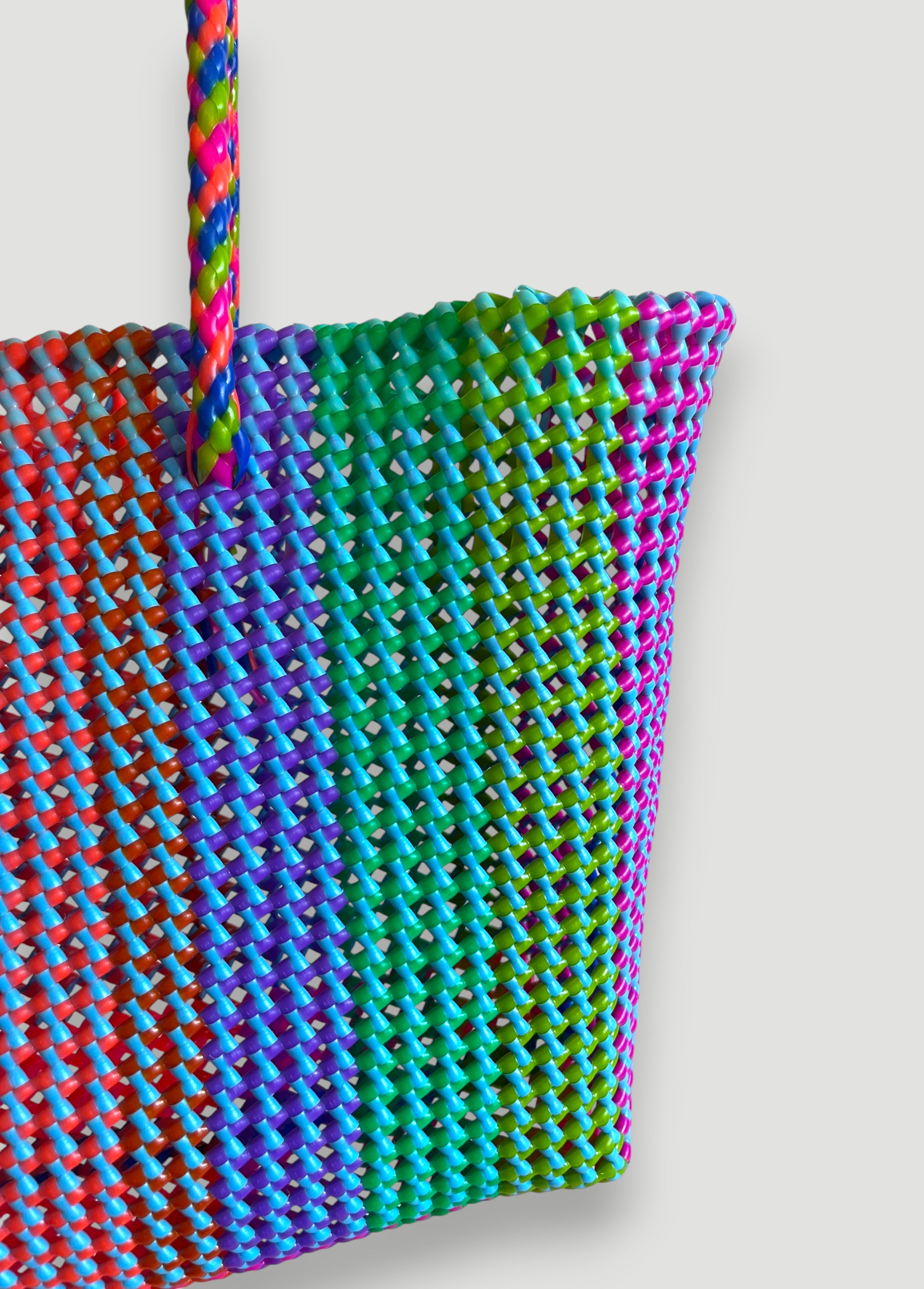 N°411XL - SAC PANIER TRESSÉ MAIN - MAXI - multicolors