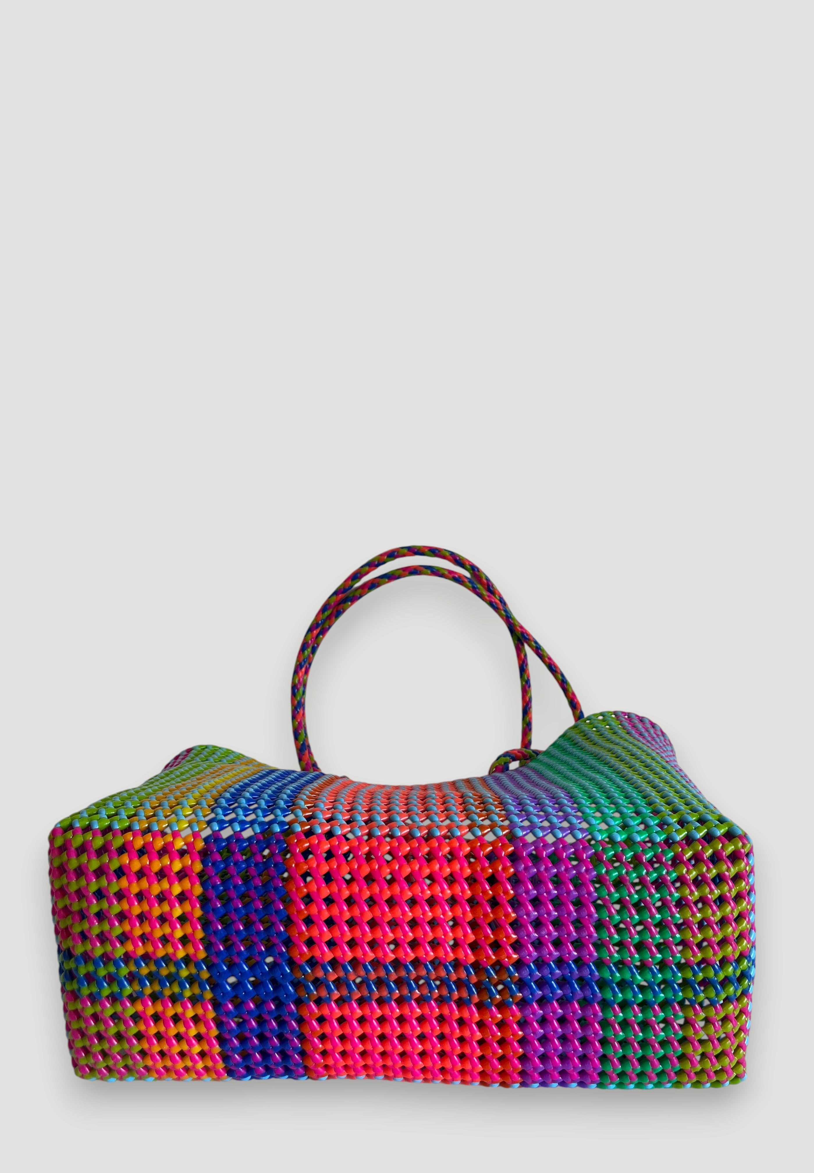 N°411XL - SAC PANIER TRESSÉ MAIN - MAXI - multicolors