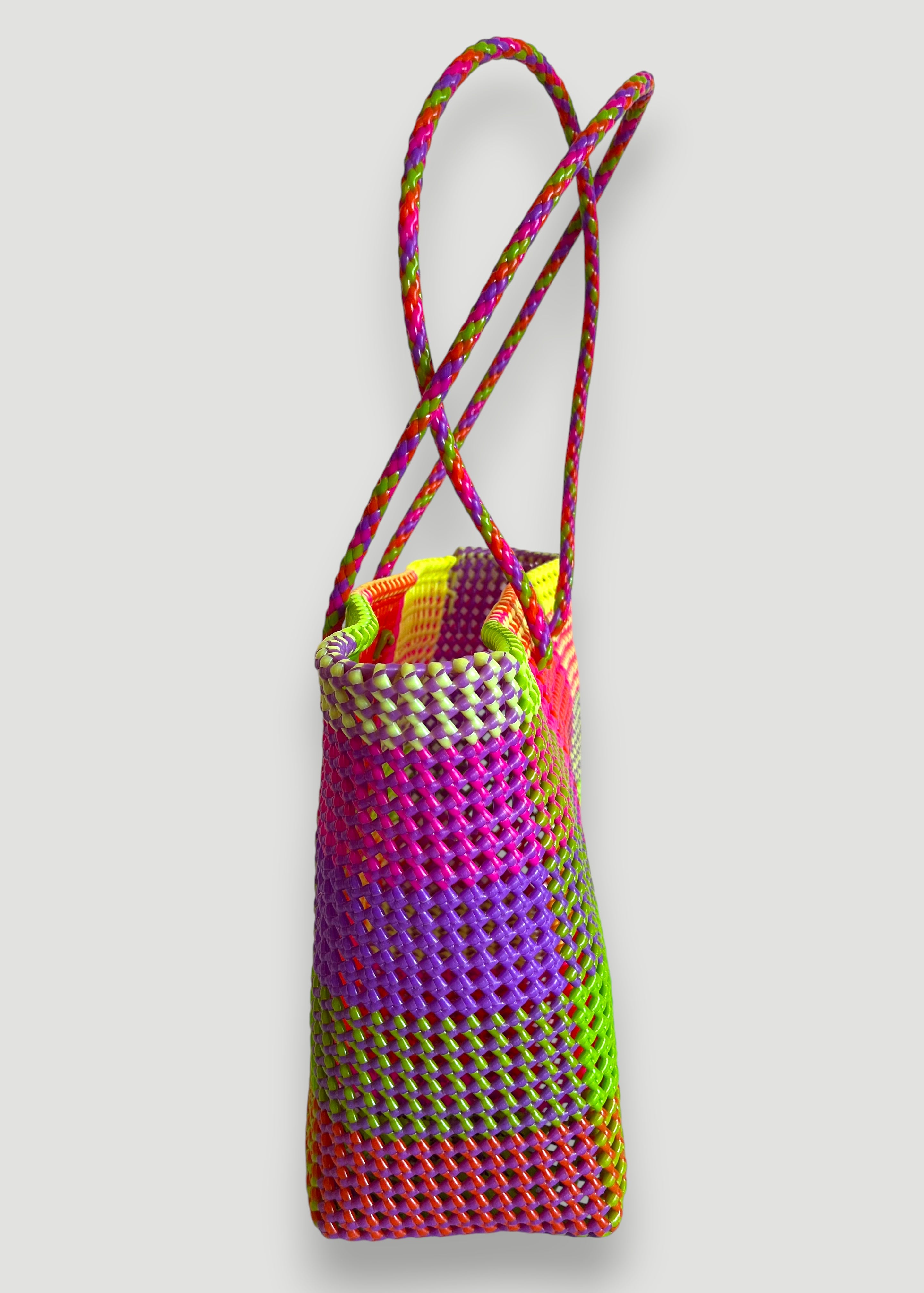 N°413XL - SAC PANIER TRESSÉ MAIN - MAXI - multicolors