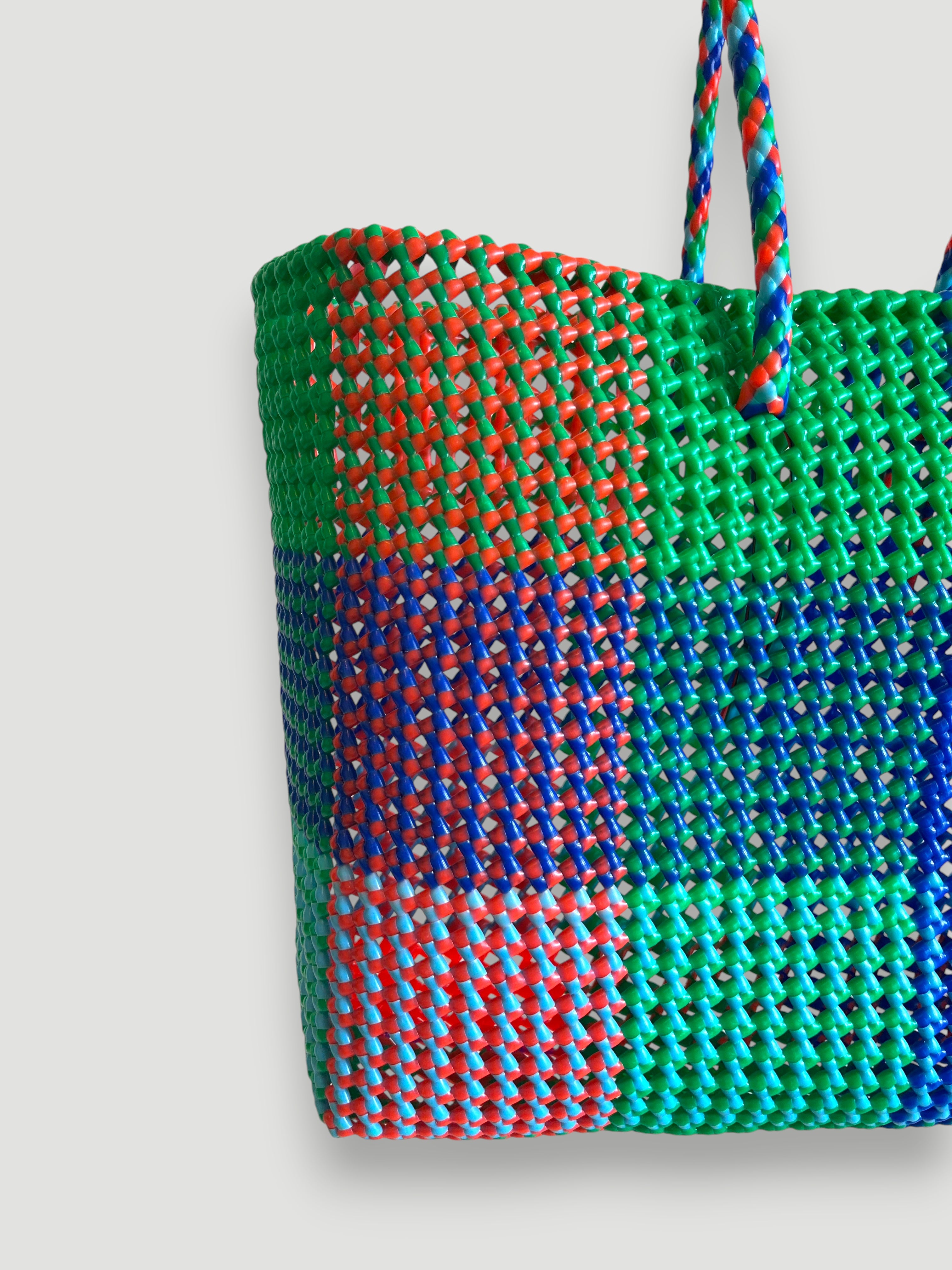 N°414XL - SAC PANIER TRESSÉ MAIN - MAXI - multicolors
