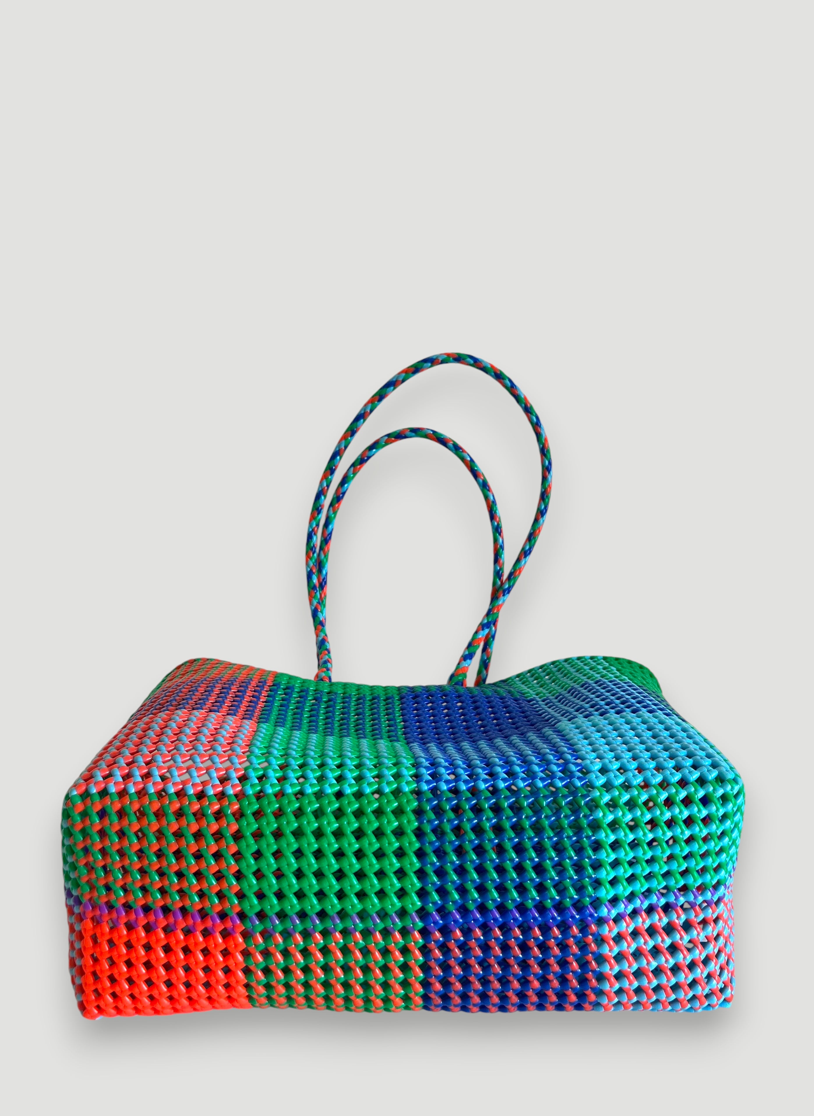 N°414XL - SAC PANIER TRESSÉ MAIN - MAXI - multicolors