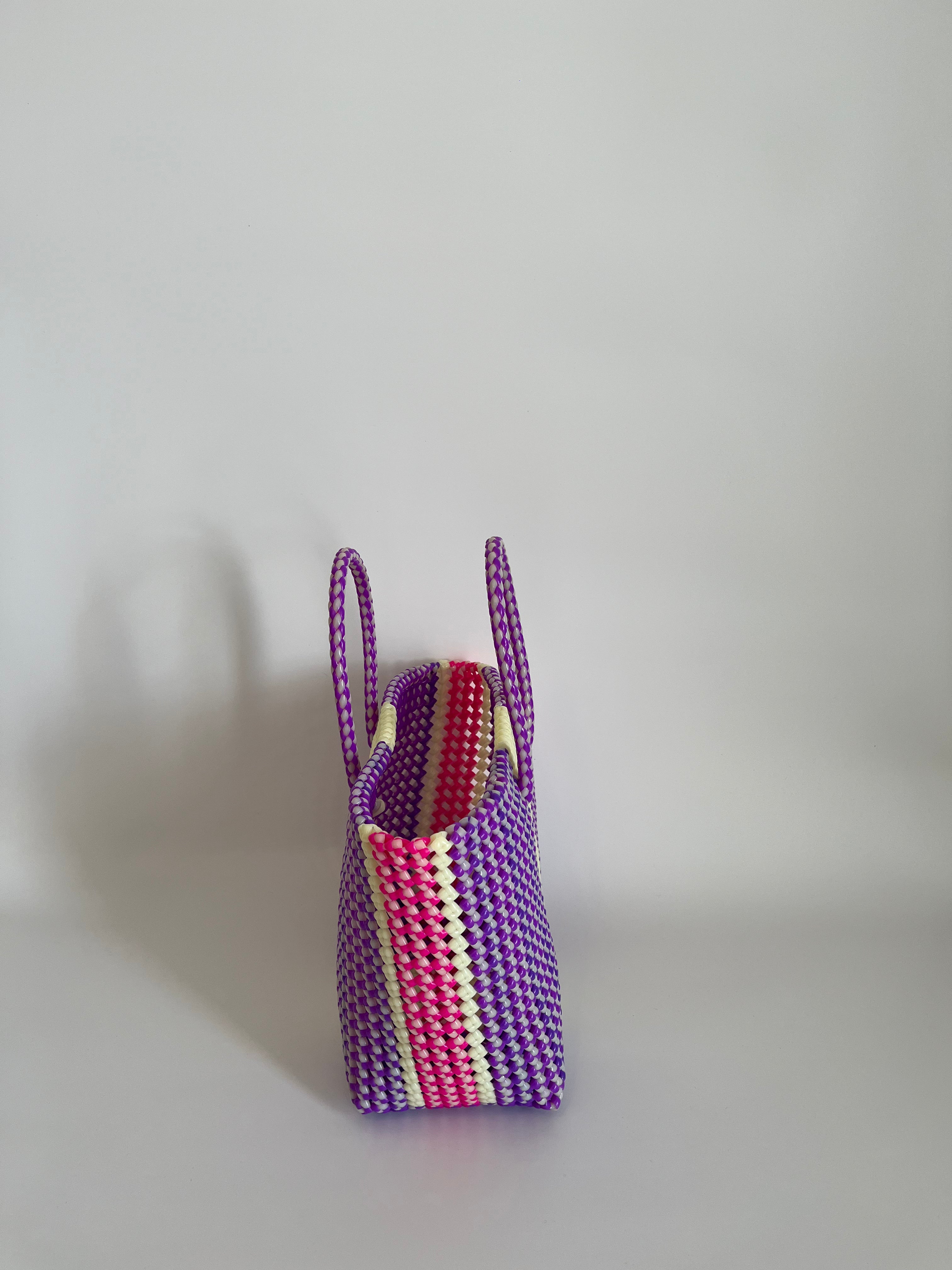 N°55M - SAC PANIER TRESSÉ MAIN - MOYEN - multicolors