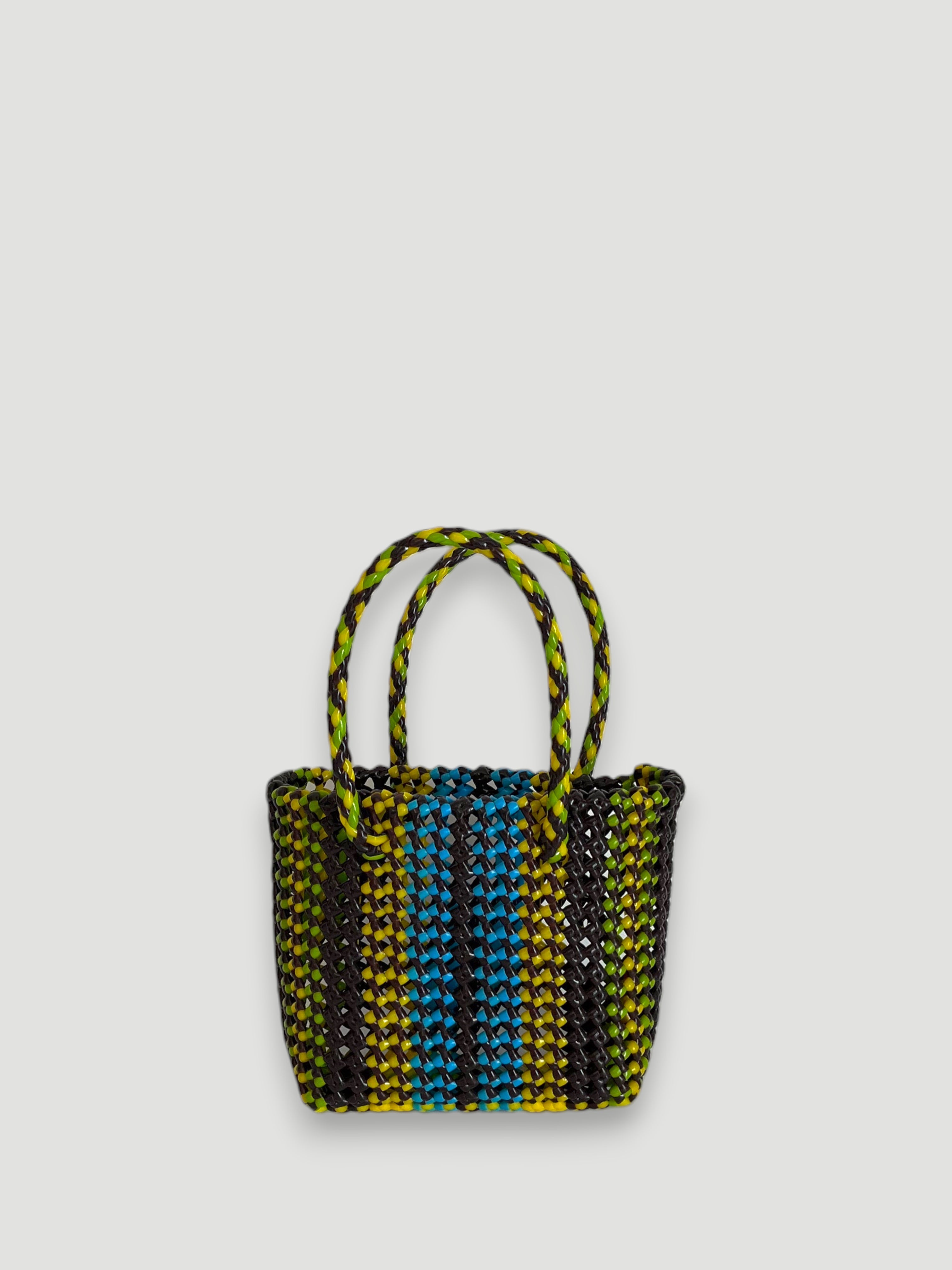 N°53XS bis - SAC PANIER TRESSÉ MAIN - MINI - multicolors