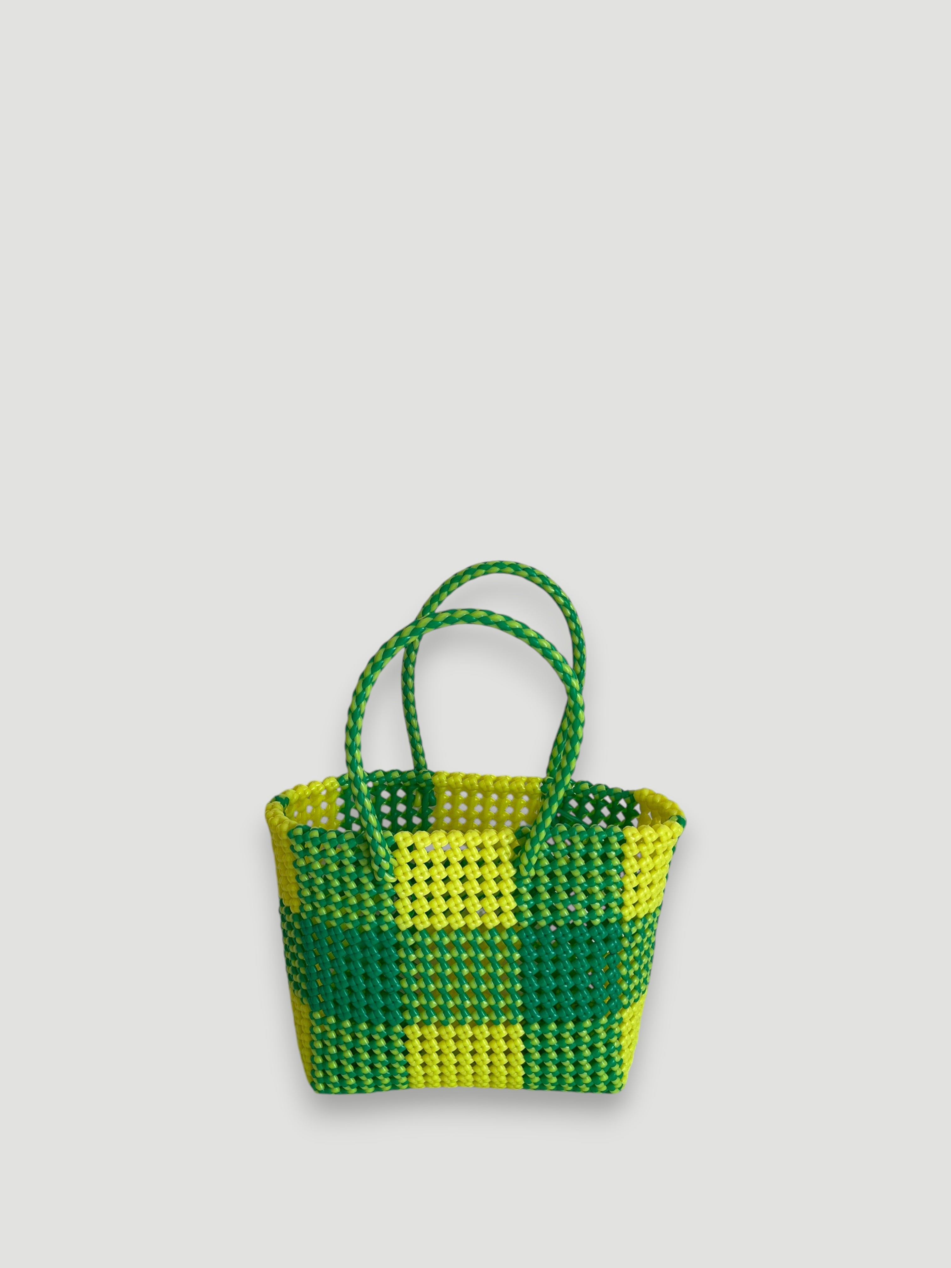 N°29S - SAC PANIER IMPARFAIT - PETIT - jaune fluo & vert fluo