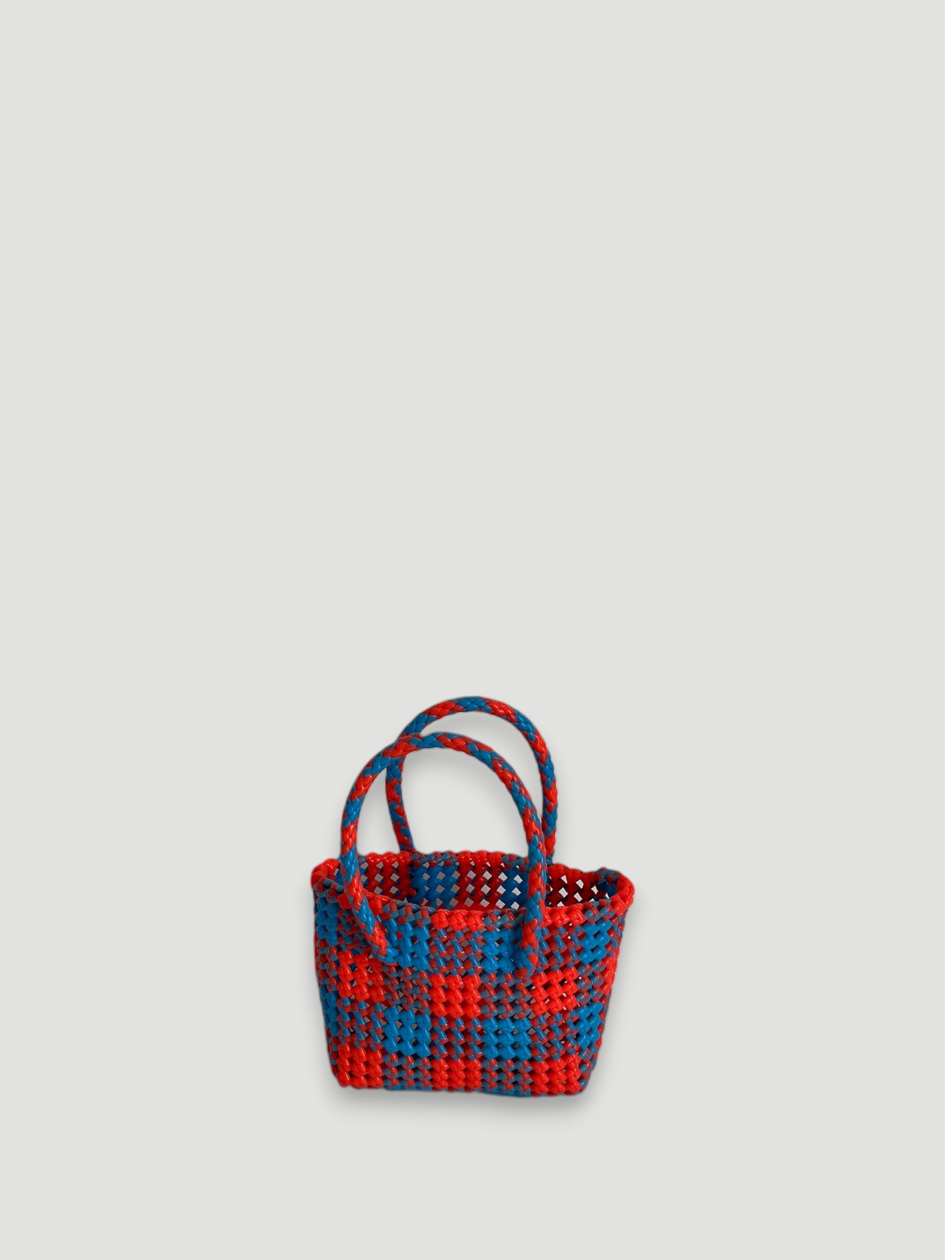 N°49XS - SAC PANIER ARCHIVES - MINI - orange fluo & bleu clair