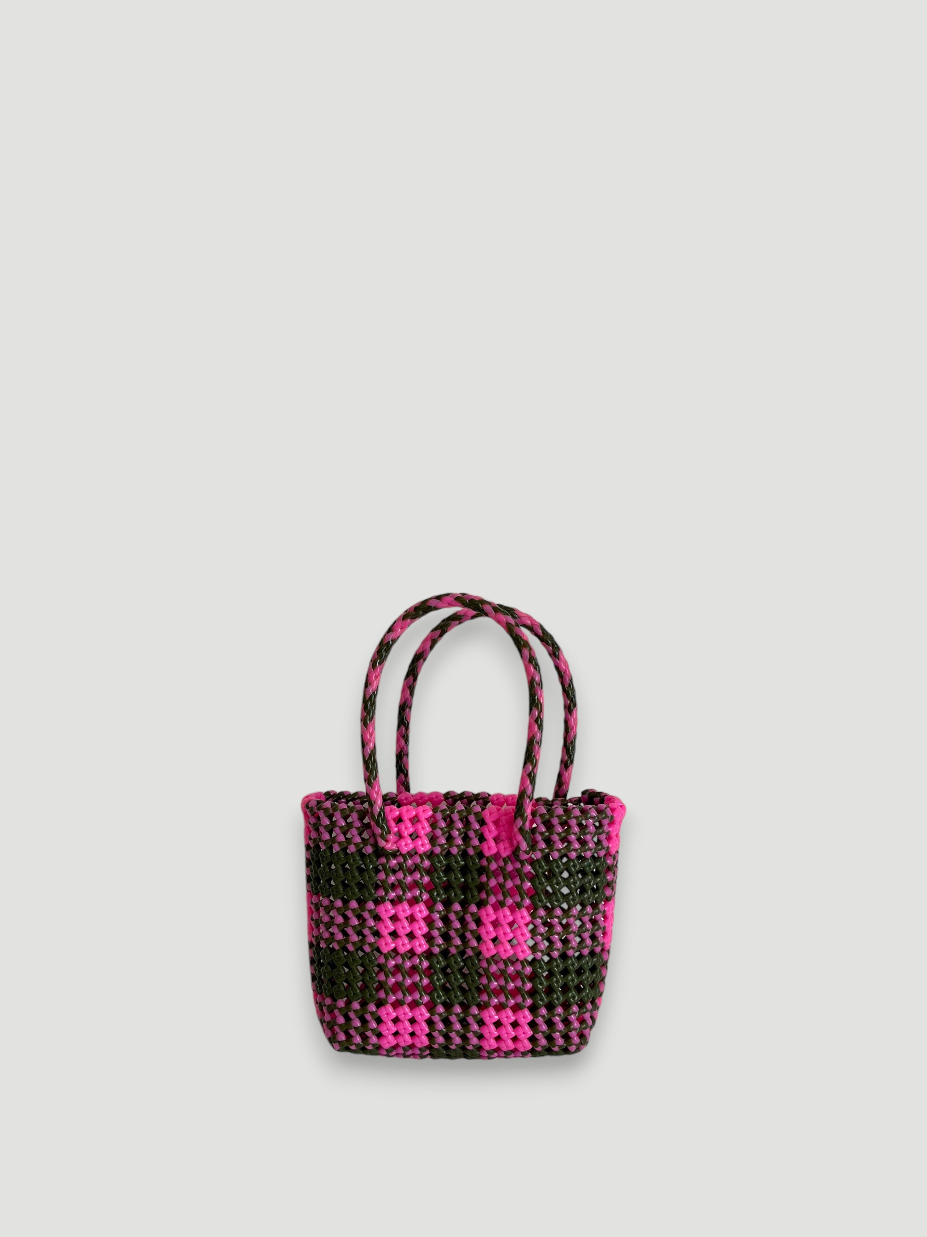 N°23XS - SAC PANIER ARCHIVES - MINI - kaki & rose clair