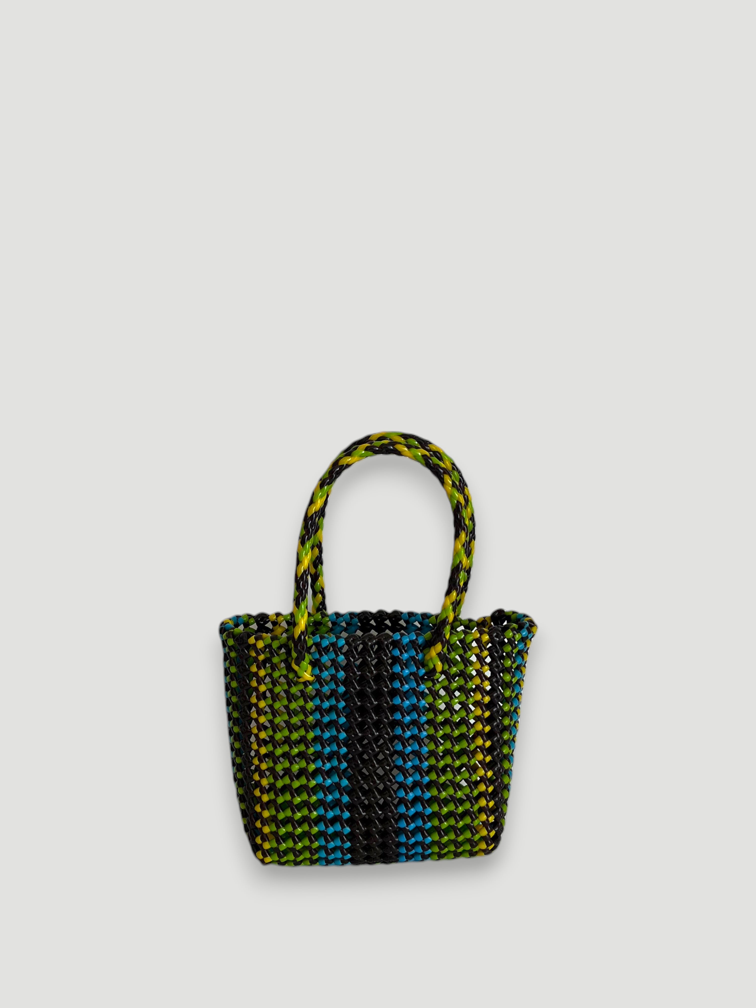 N°53XS - SAC PANIER TRESSÉ MAIN - MINI - multicolors