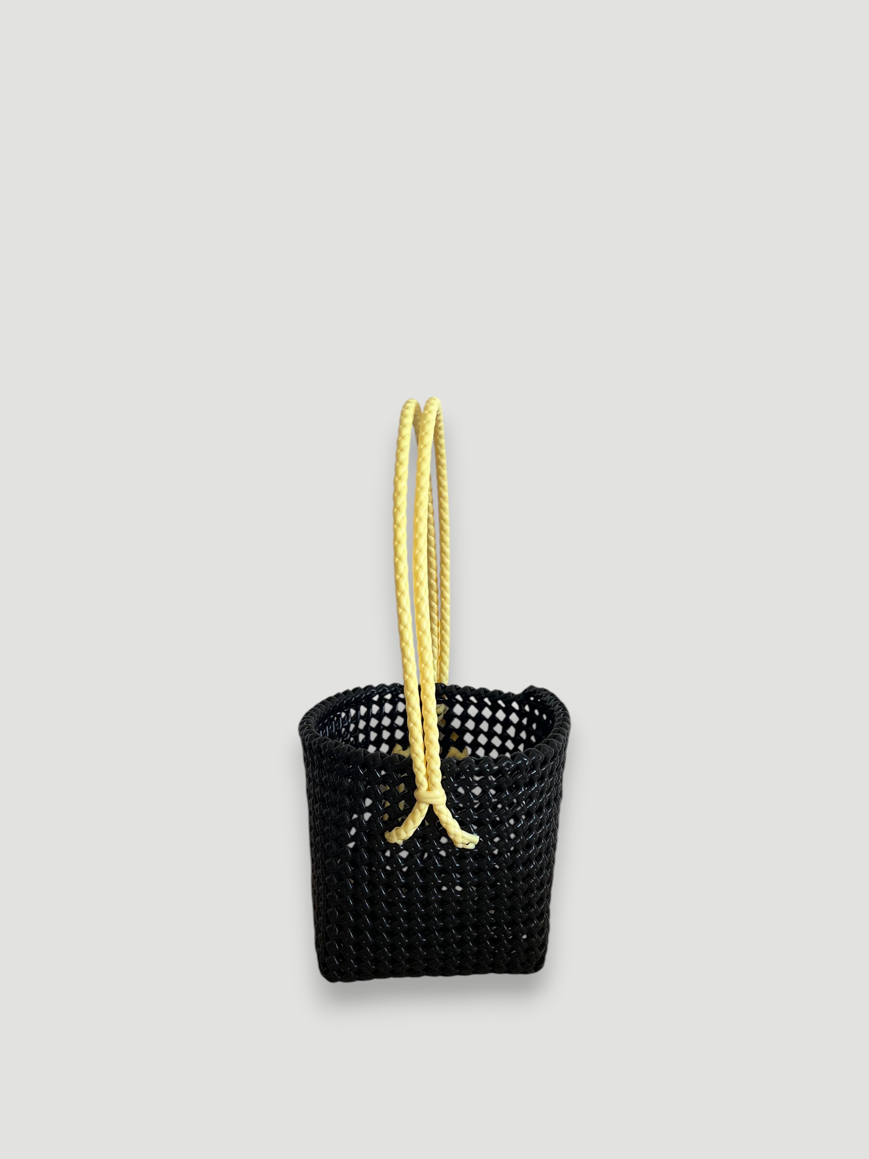 N°35SE - SAC PANIER TRESSÉ MAIN - SEAU - noir & crème