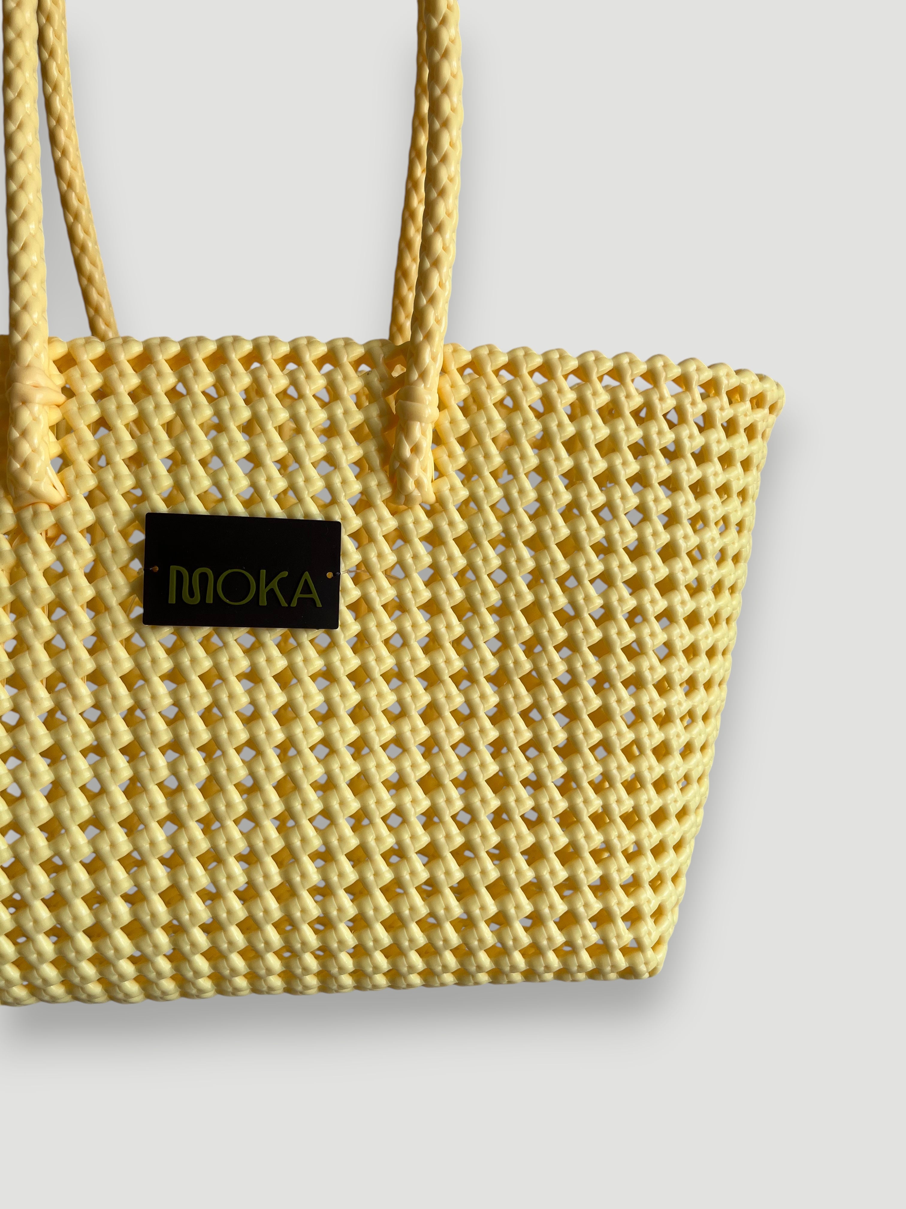 No. 347M - HAND-WOVEN BASKET BAG - MEDIUM - cream