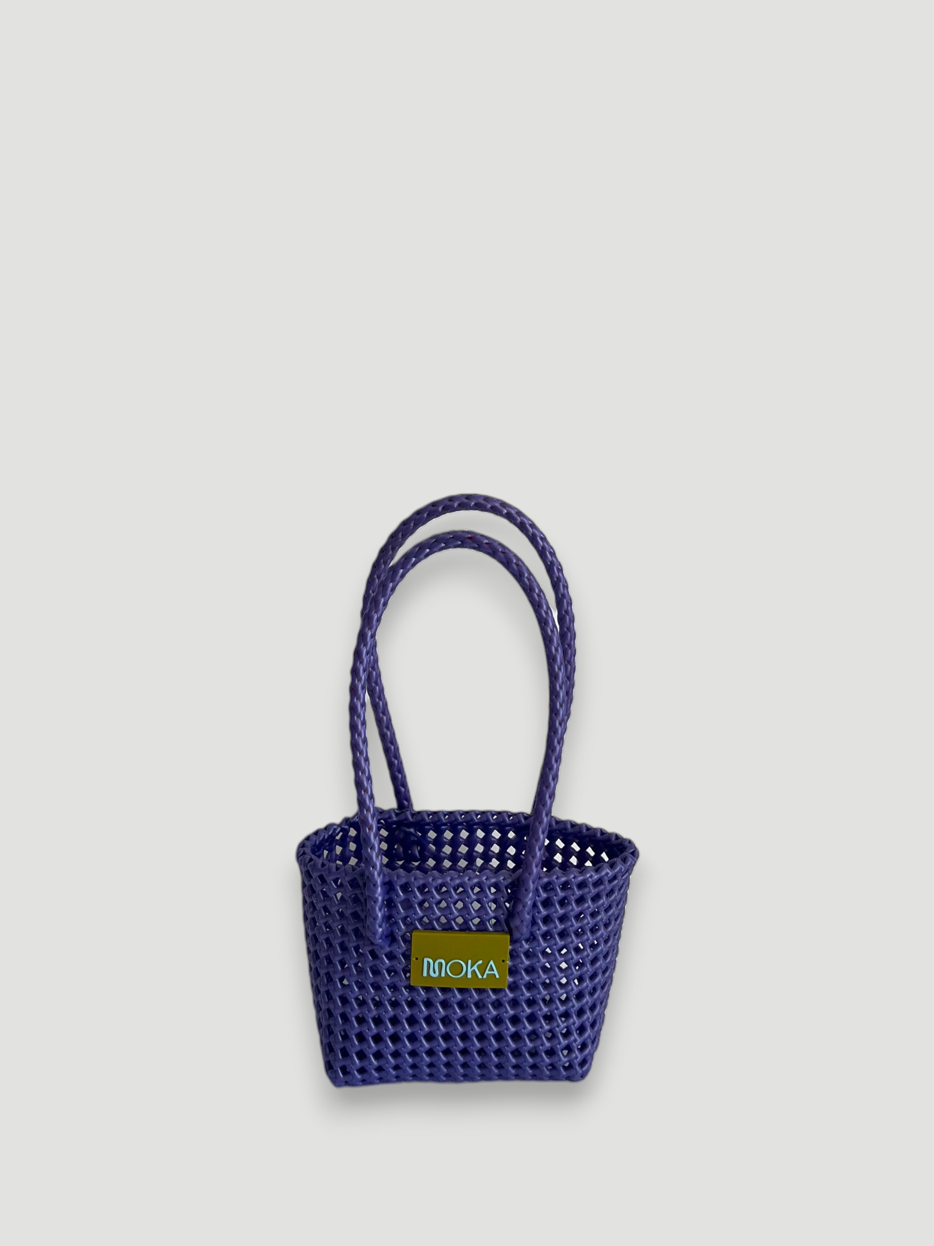 N°530XS - SAC PANIER TRESSÉ MAIN - MINI - violet irisé
