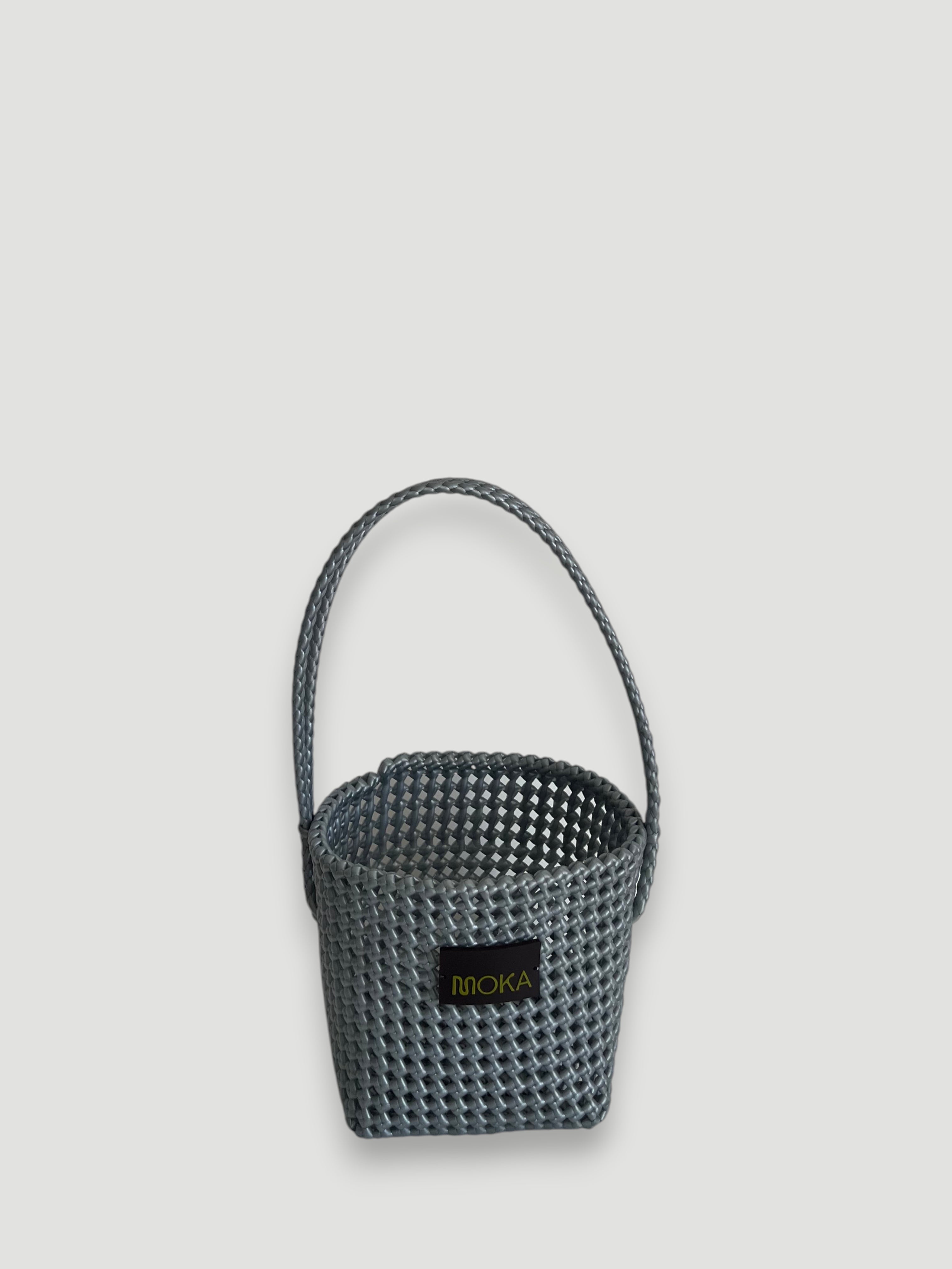 N°4SE - SAC PANIER TRESSÉ MAIN - SEAU - argenté