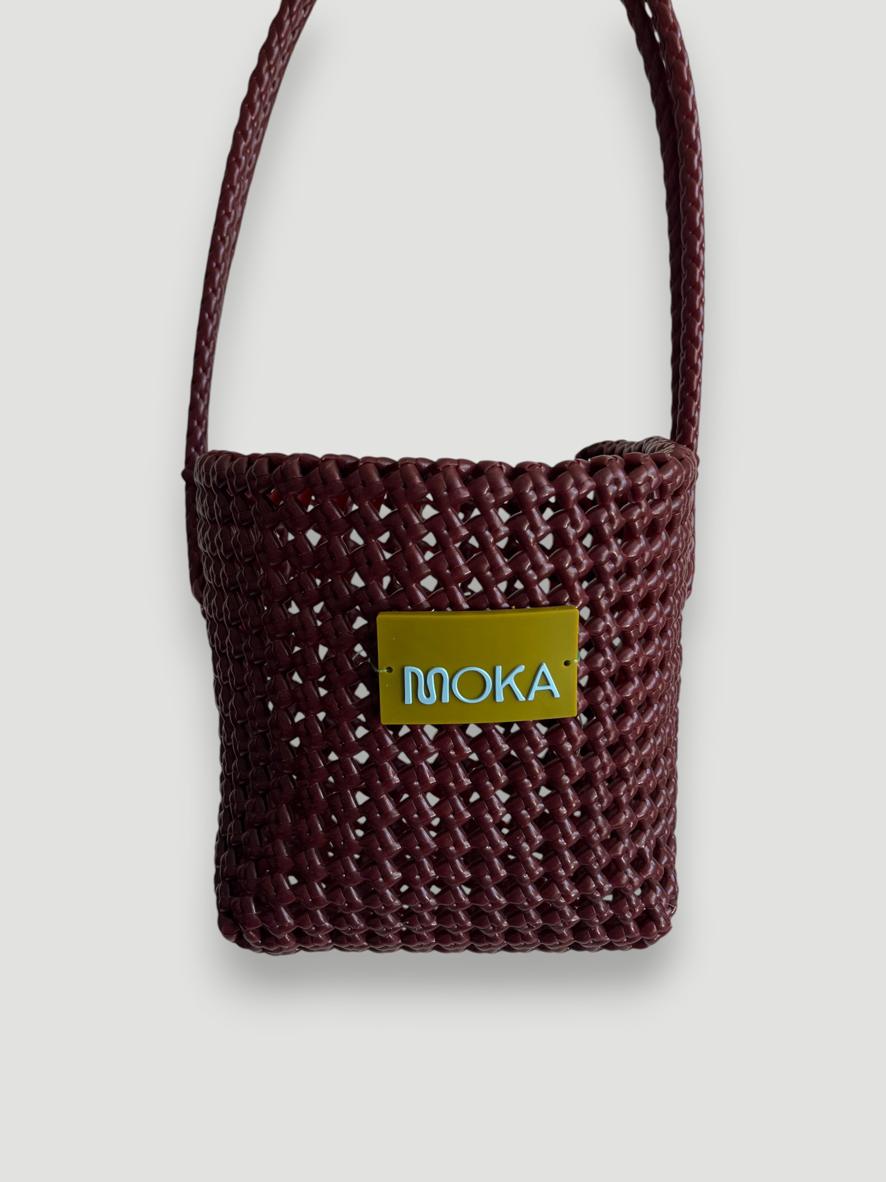 N°7SE - SAC PANIER TRESSÉ MAIN - SEAU - bordeaux