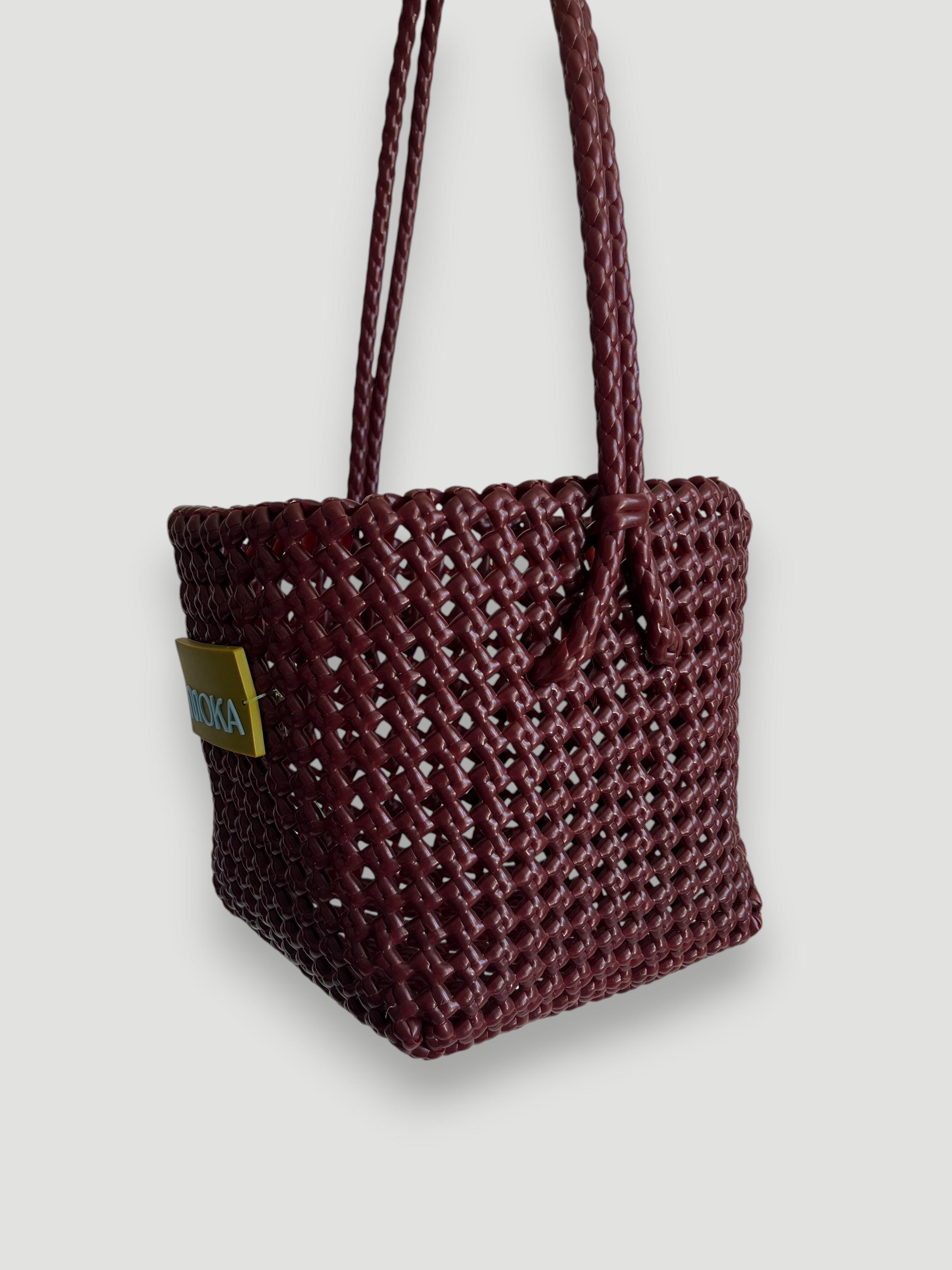 N°7SE - SAC PANIER TRESSÉ MAIN - SEAU - bordeaux