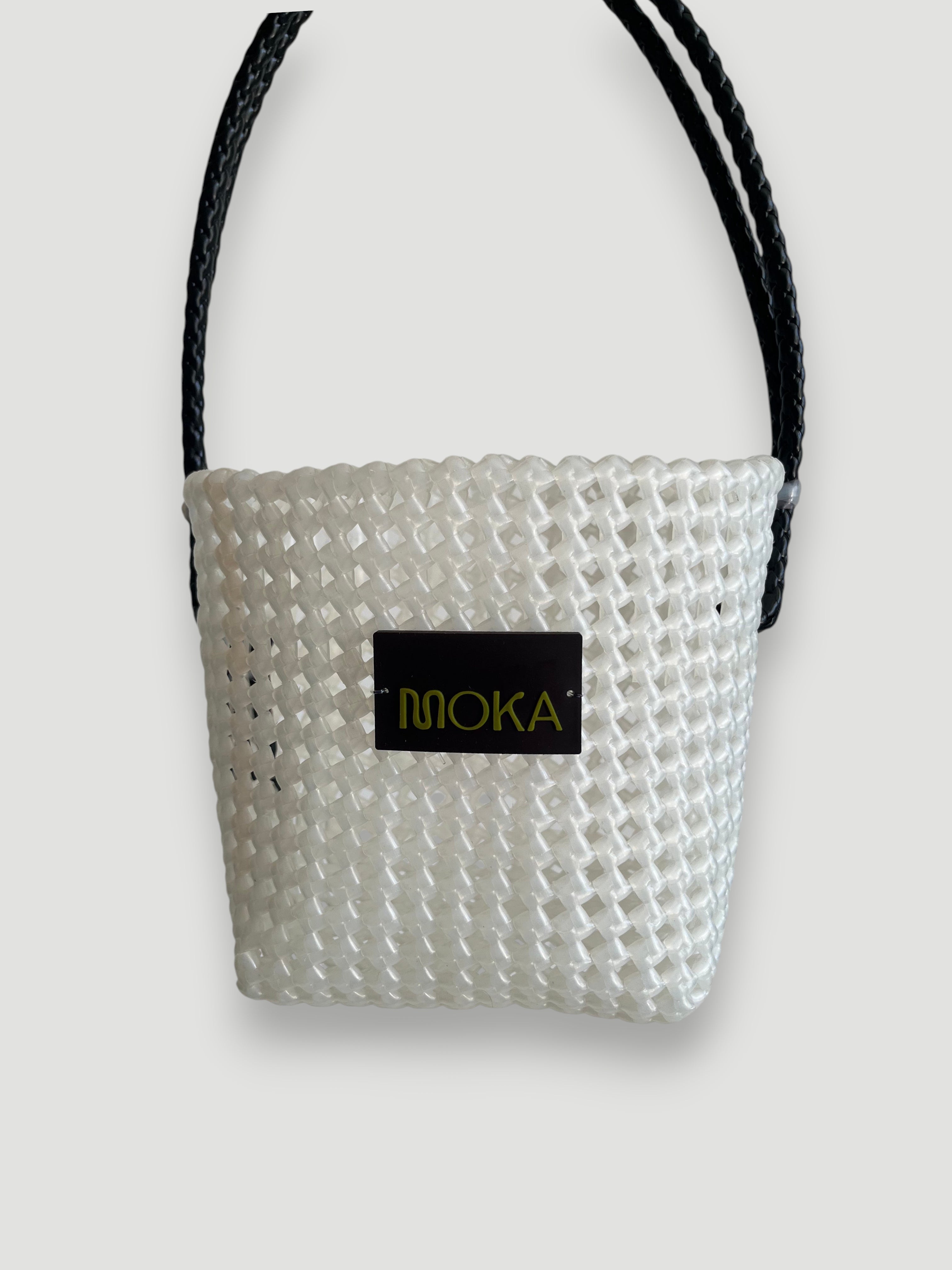 N°9SE - SAC PANIER TRESSÉ MAIN - SEAU - transparent & noir