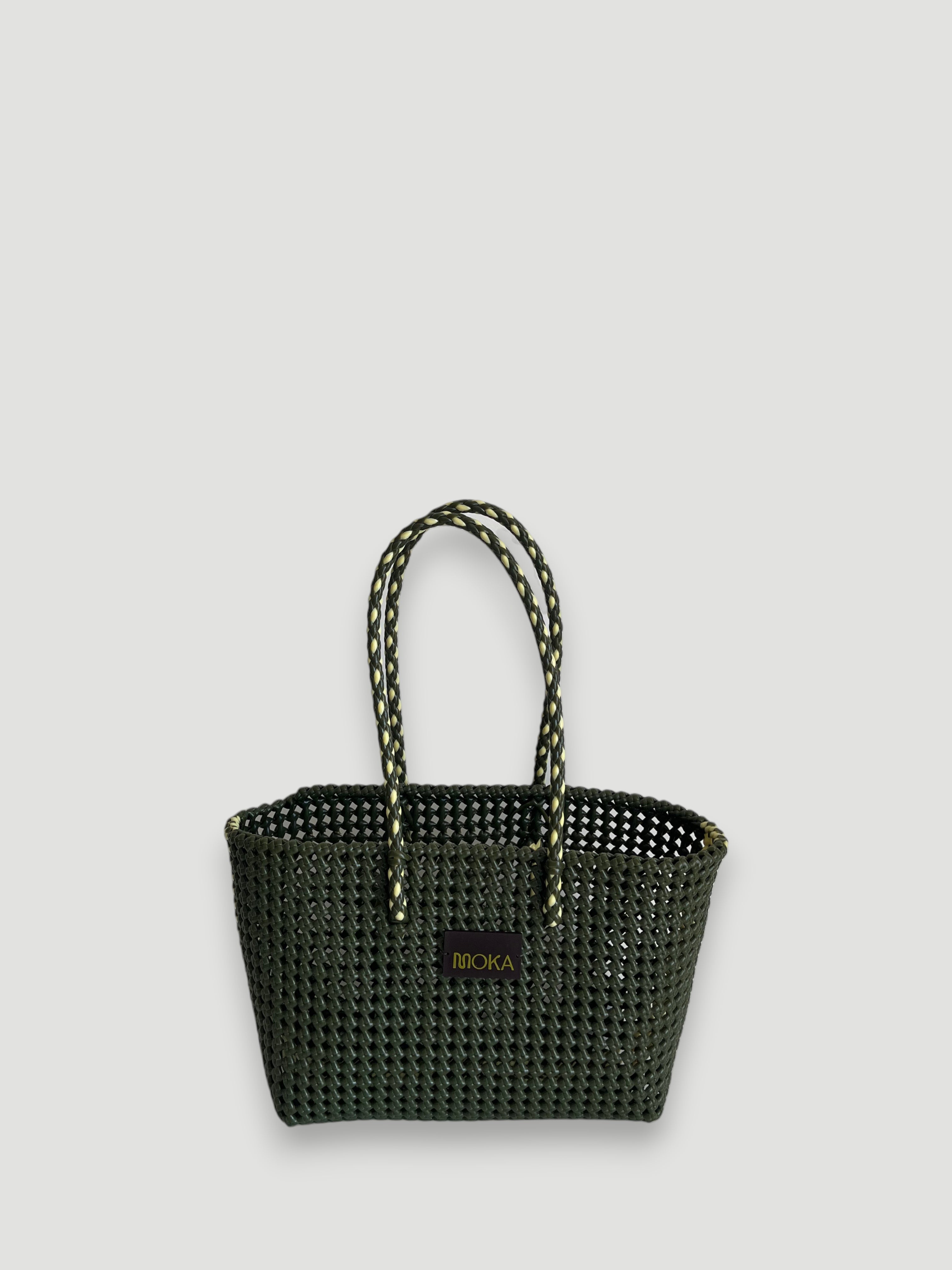 No. 45M bis - HAND-BRAIDSTAKEN BASKET BAG - MEDIUM - khaki & cream