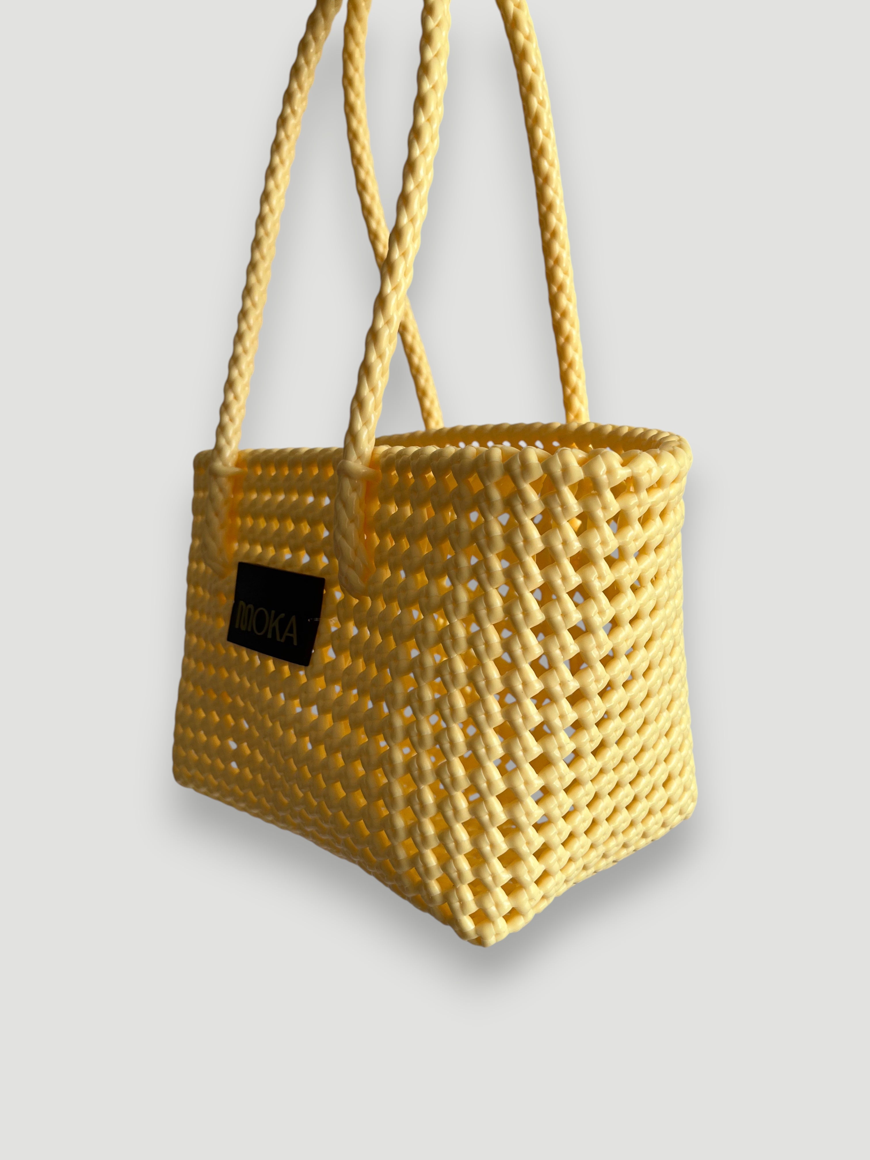 N°347S - SAC PANIER TRESSÉ MAIN - PETIT - crème